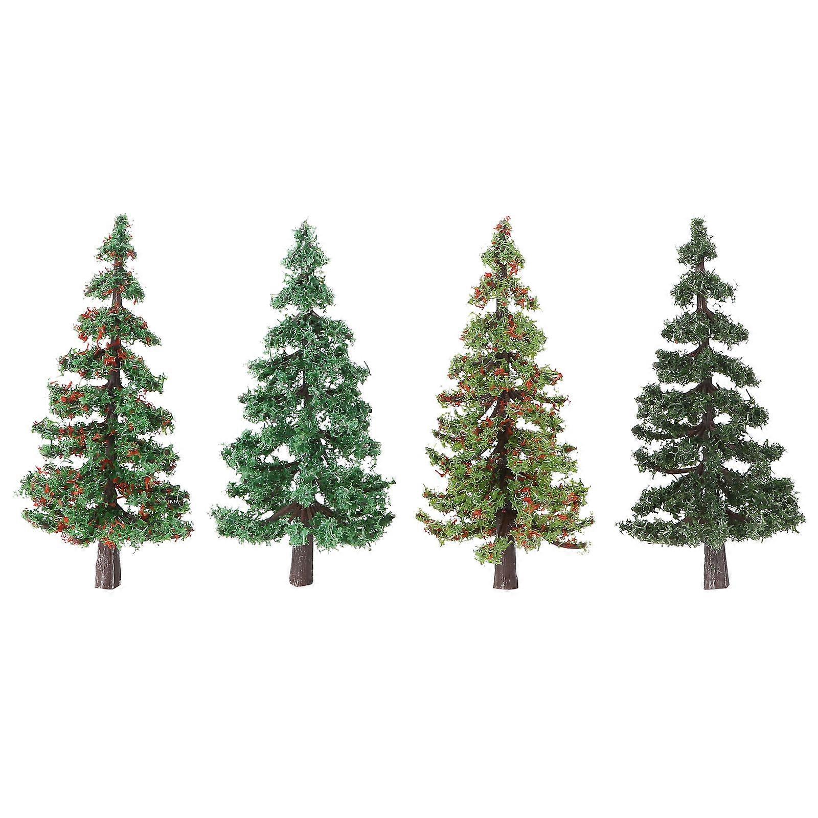 4pcs Mini Simulation Tree Models for Sand Table Accessories, Lifelike Artificial Greenery for Miniature Scene Design & DIY Landscape Layout