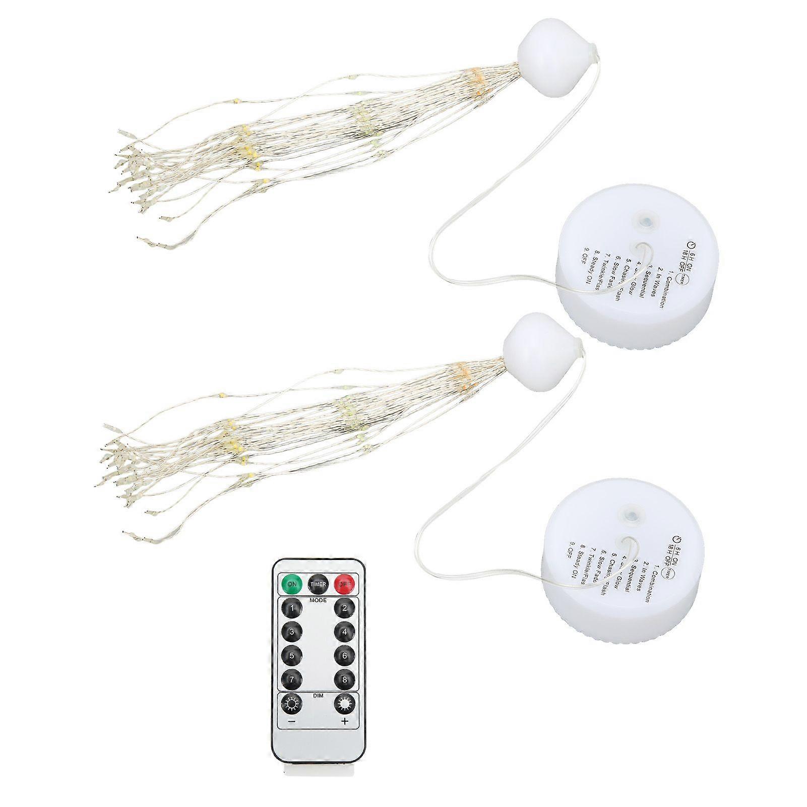 2個LED装飾ライト8モードDIYハンギングソーラー装飾ライト屋外中庭用リモコン付き