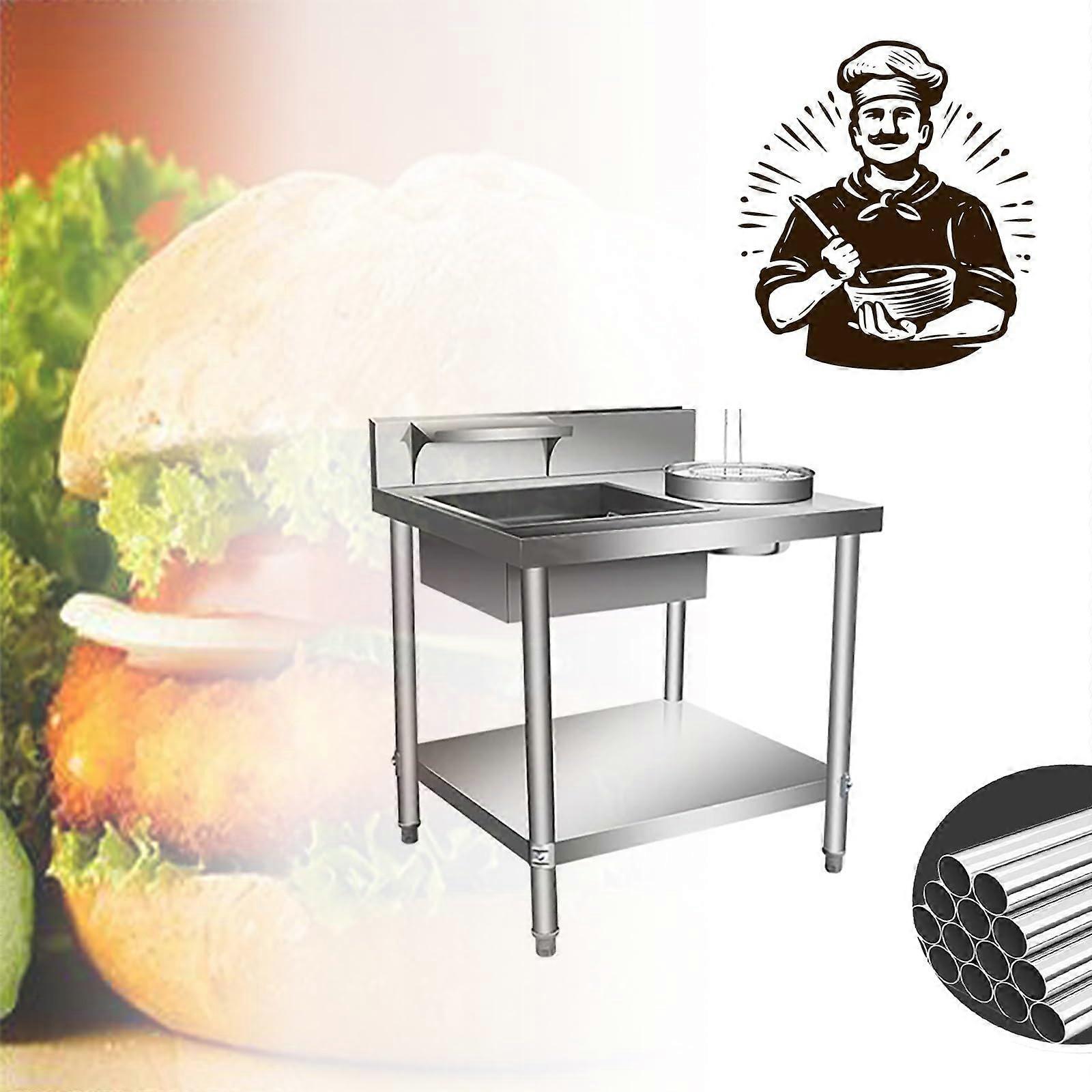 Breading Table, Stainless Steel with Containers, for Restaurant, Home, Hotel