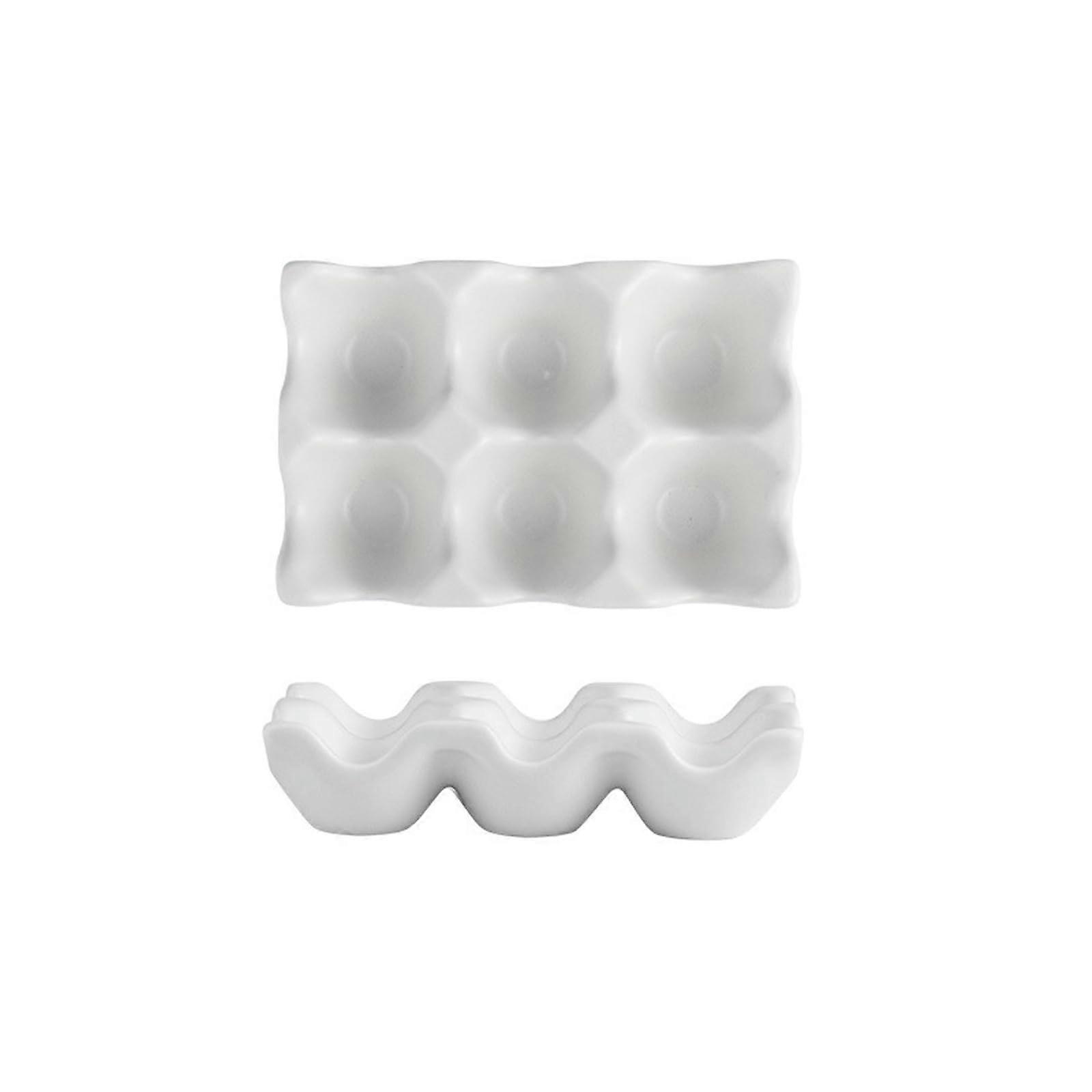 Creative Ceramic Kitchen Egg Rack, White Egg Holder for Opulent Garden, 6-Egg Capacity, Stylish and Functional