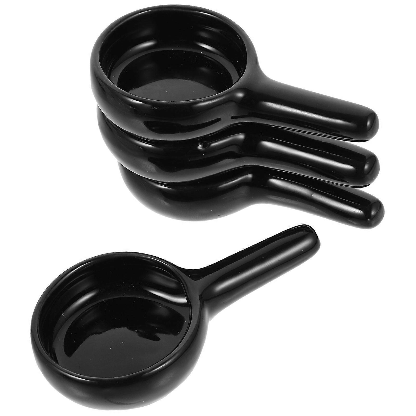 Tealight Wax Warmer Ceramic Spoon for Candle 4Pcs Black Set
