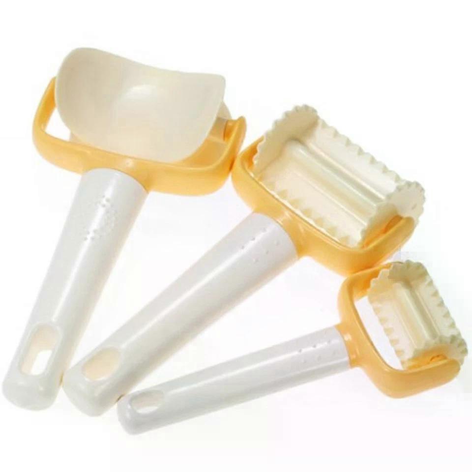 Plastic Dough Tool, 1 Set 3pcs Round Large Wave Small Wave Shape Beige