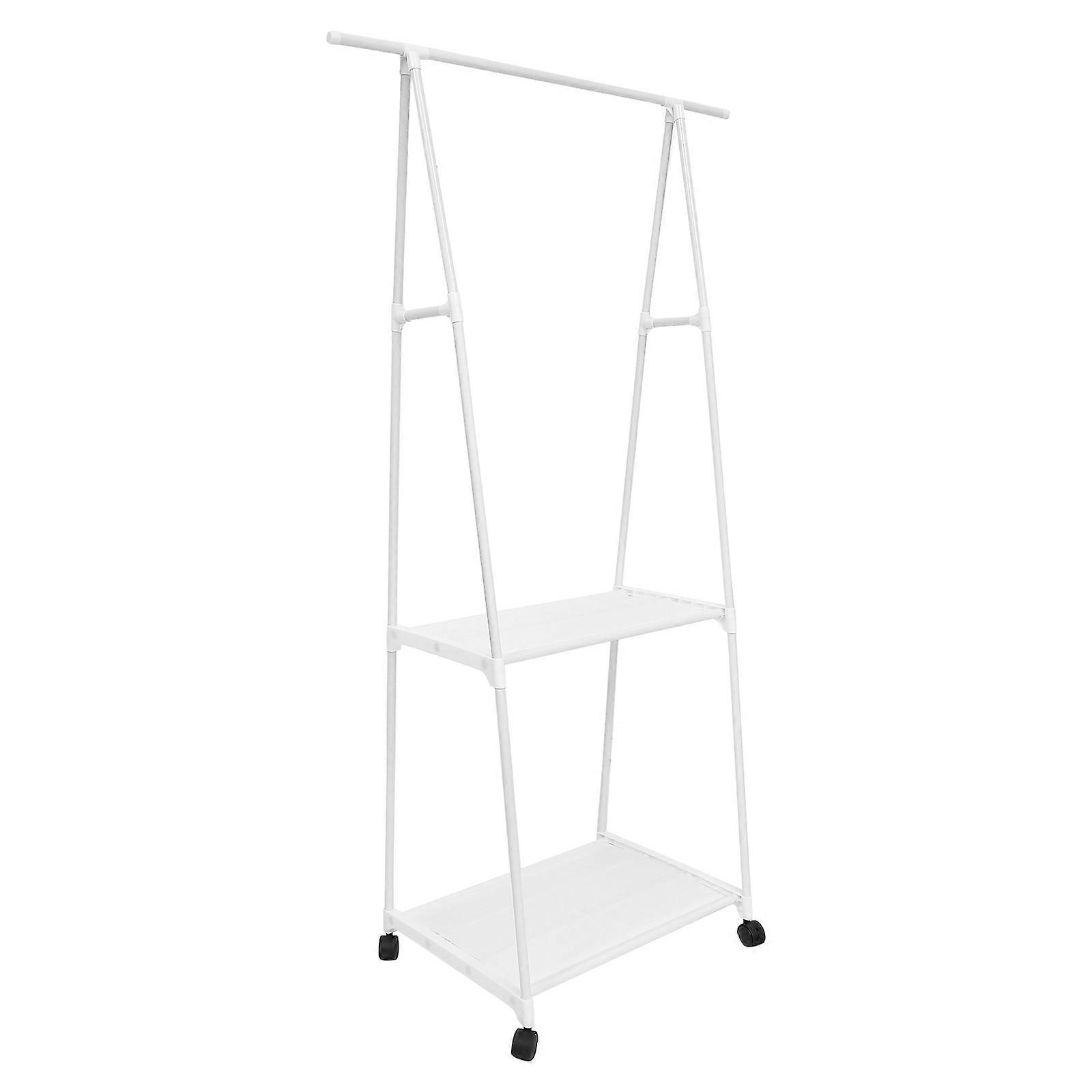 Stylish Standing Garment Rack with Shelves – Ultra Stable Iron Frame – White Clothes Organizer for Bedroom, Hallway & Dormitory Storage
