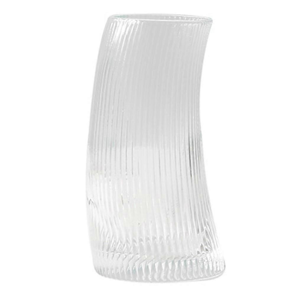 Striped Glass Drinking Cup 480ml Crescent-shaped Drinking Cup Practical Design 1Pack