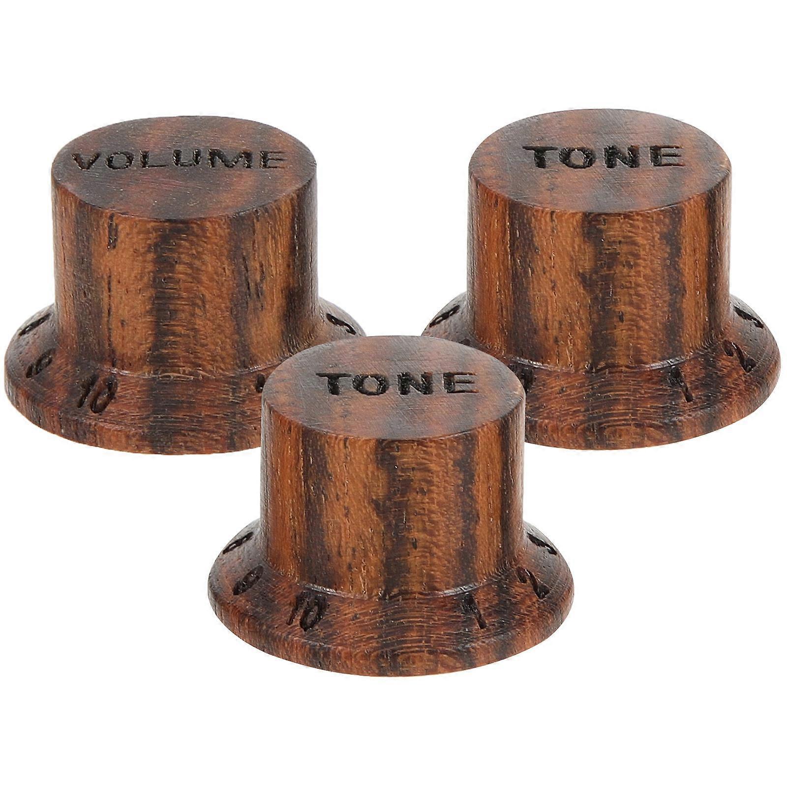 3pcs Coffee Wooden Guitar Knobs for Volume Tone Control Easy to Install Durability Matters