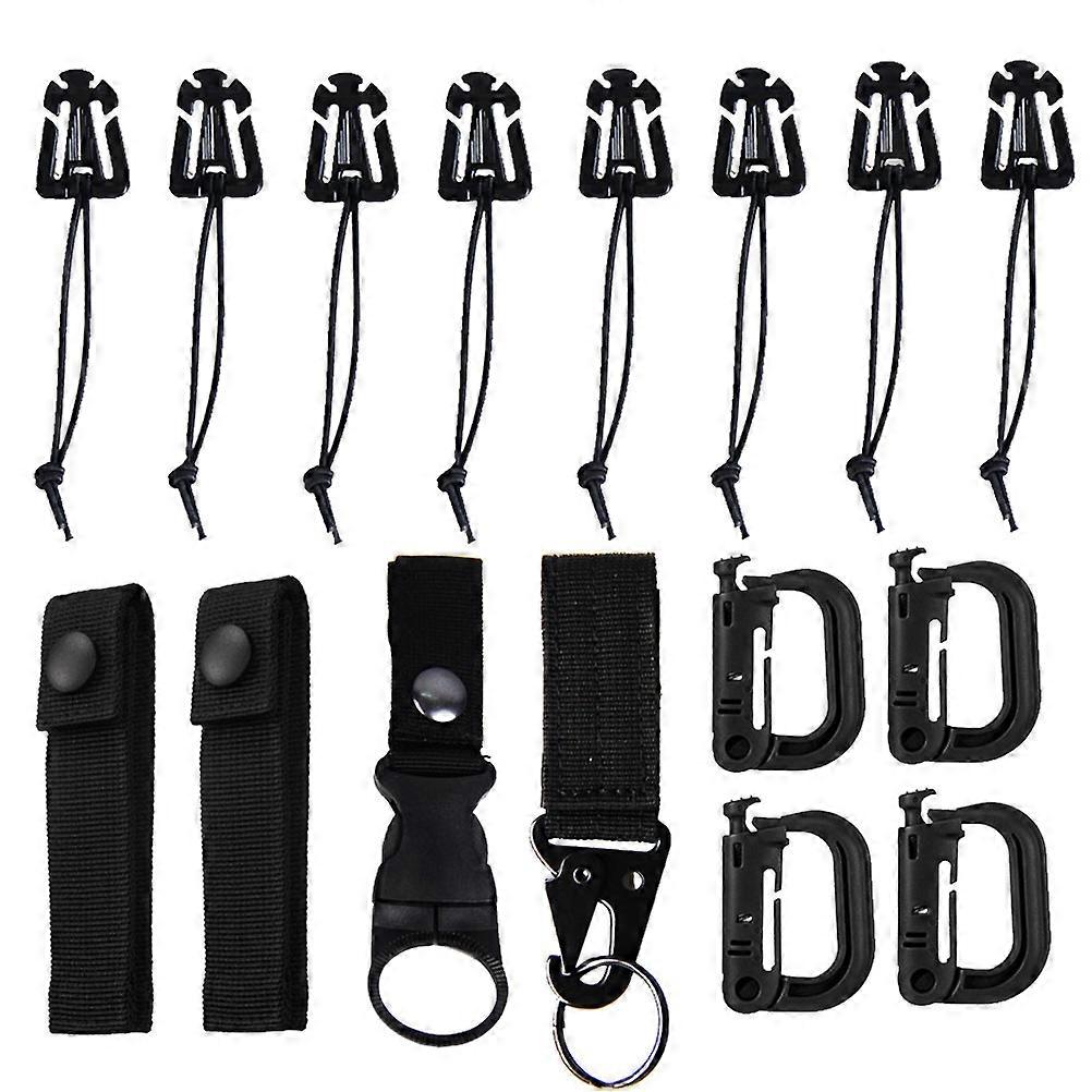 Strap Hooks D Ring Connecting Accessories For Outdoor Adventures Black 16Pcs Set