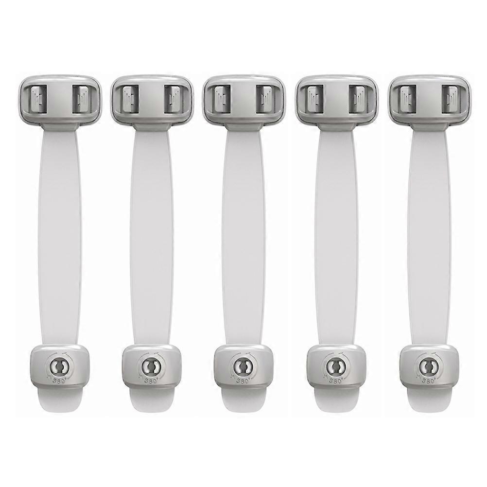 Childproof Cabinet Lock Set 5Pcs For Toddlers Grey Secure Drawer Lock Simple Design Furniture Safety