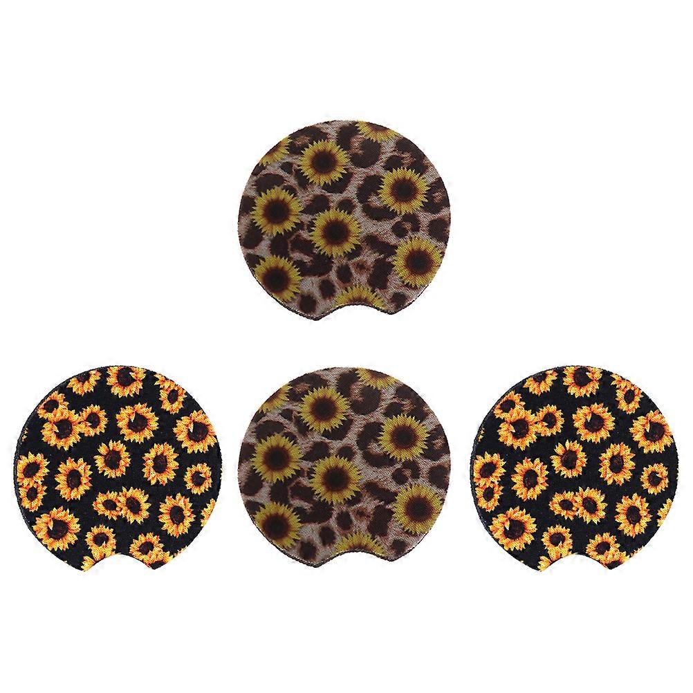 Universal Vehicle Interior Cup 4Pcs Round Non-Slip Assorted Color Coasters For Owners Insulation