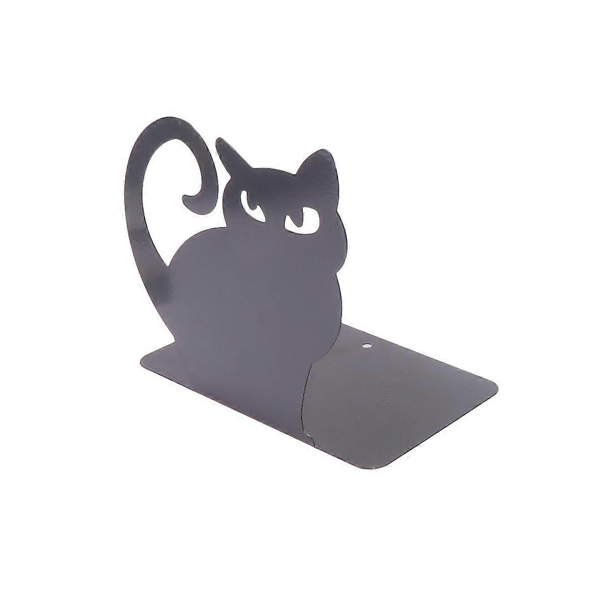Creative Cat Design Bookends for Organizing Books Made of Sturdy Metal in Black Color Ideal for Home Library Use 2Pc