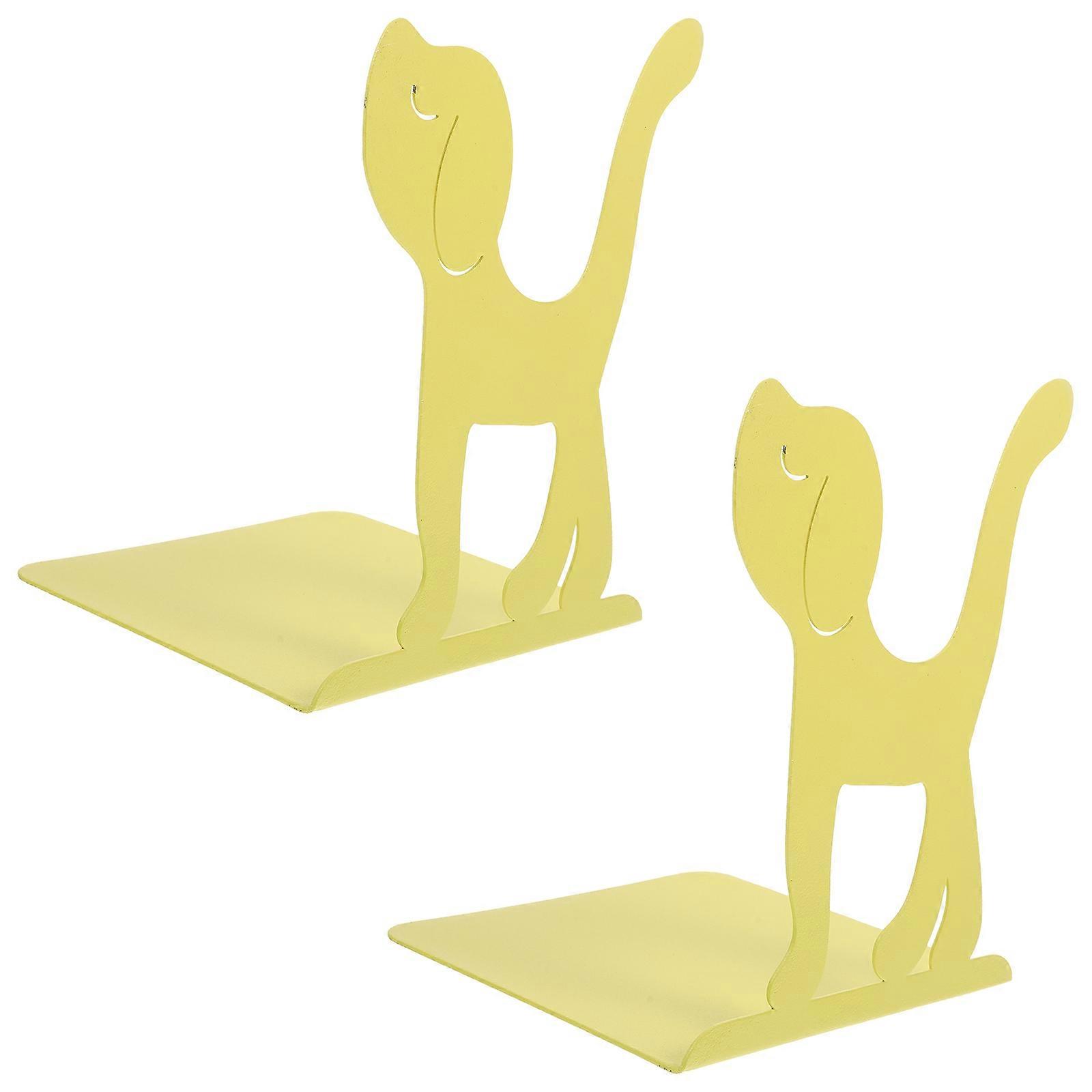 Nonskid Metal Bookends For Organizing Books Suitable For Bookstore Use And Classroom Use Crafted In Yellow With Dimensions 14.50X12.00X11.00CM 2Pack