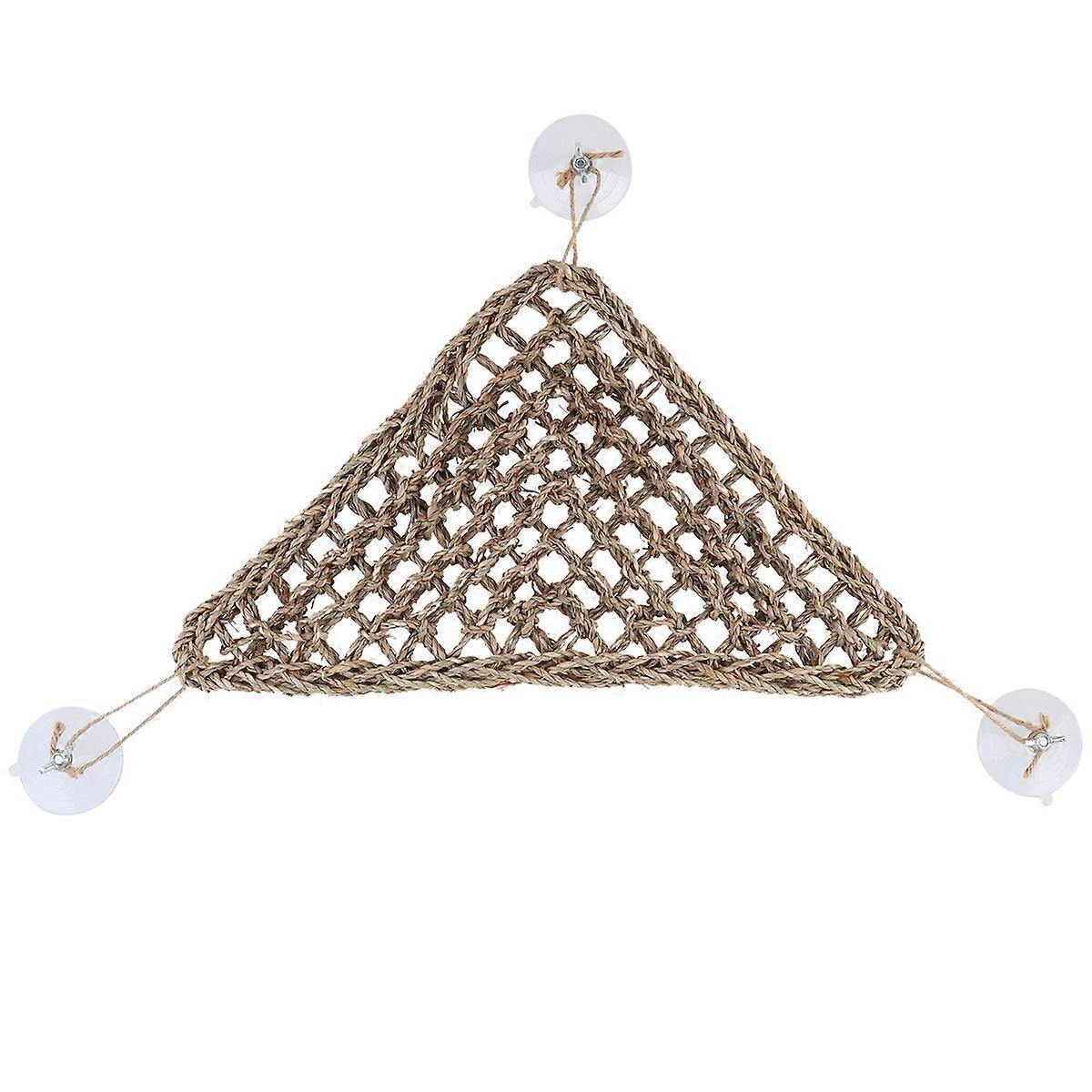 Reptile Hammock Triangular Climbing Net for Pet Use Brown Mesh