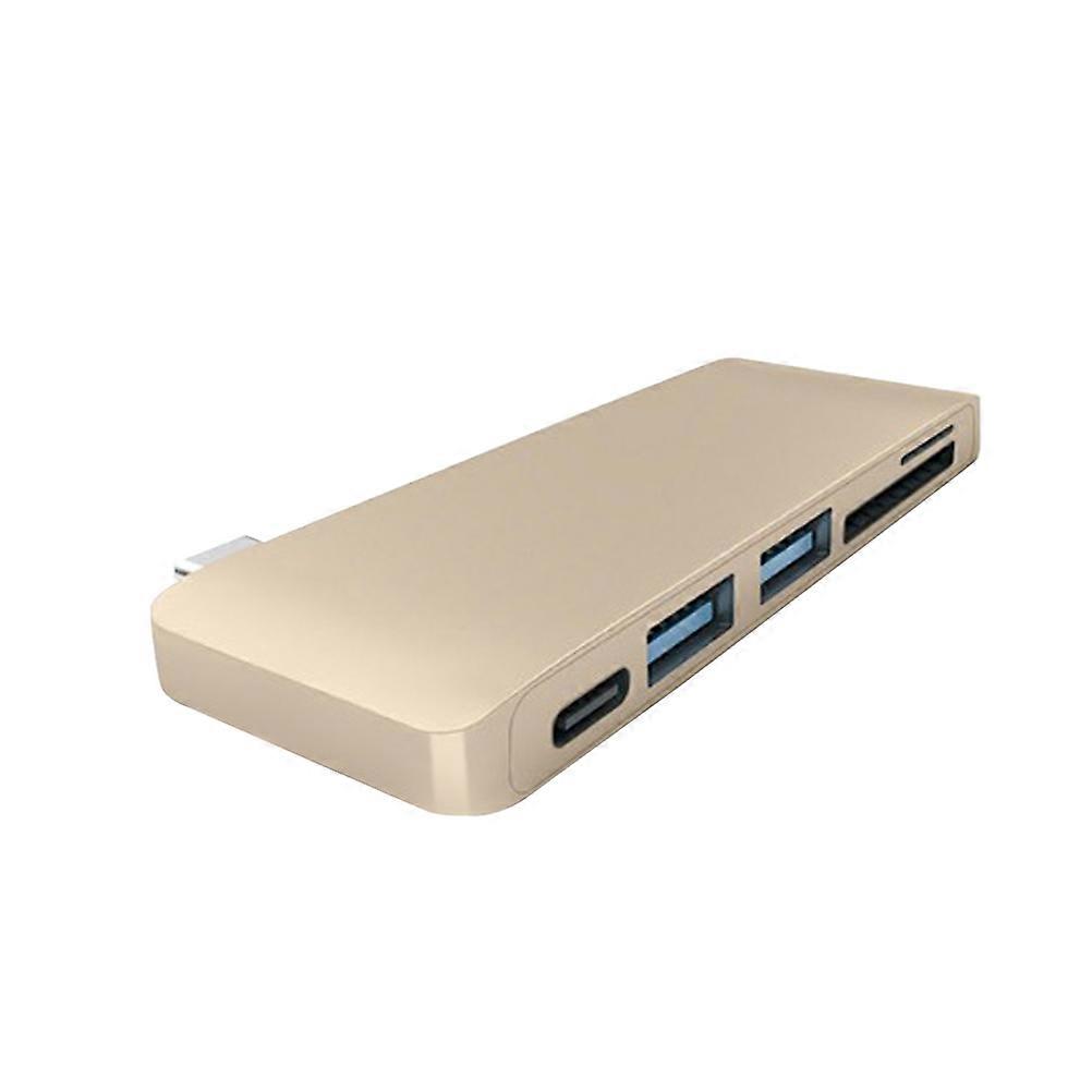 USB-C Charging Hub Design For Computers Size 8.70X3.00X1.00CM In Golden With Card Reader Capability 1Set