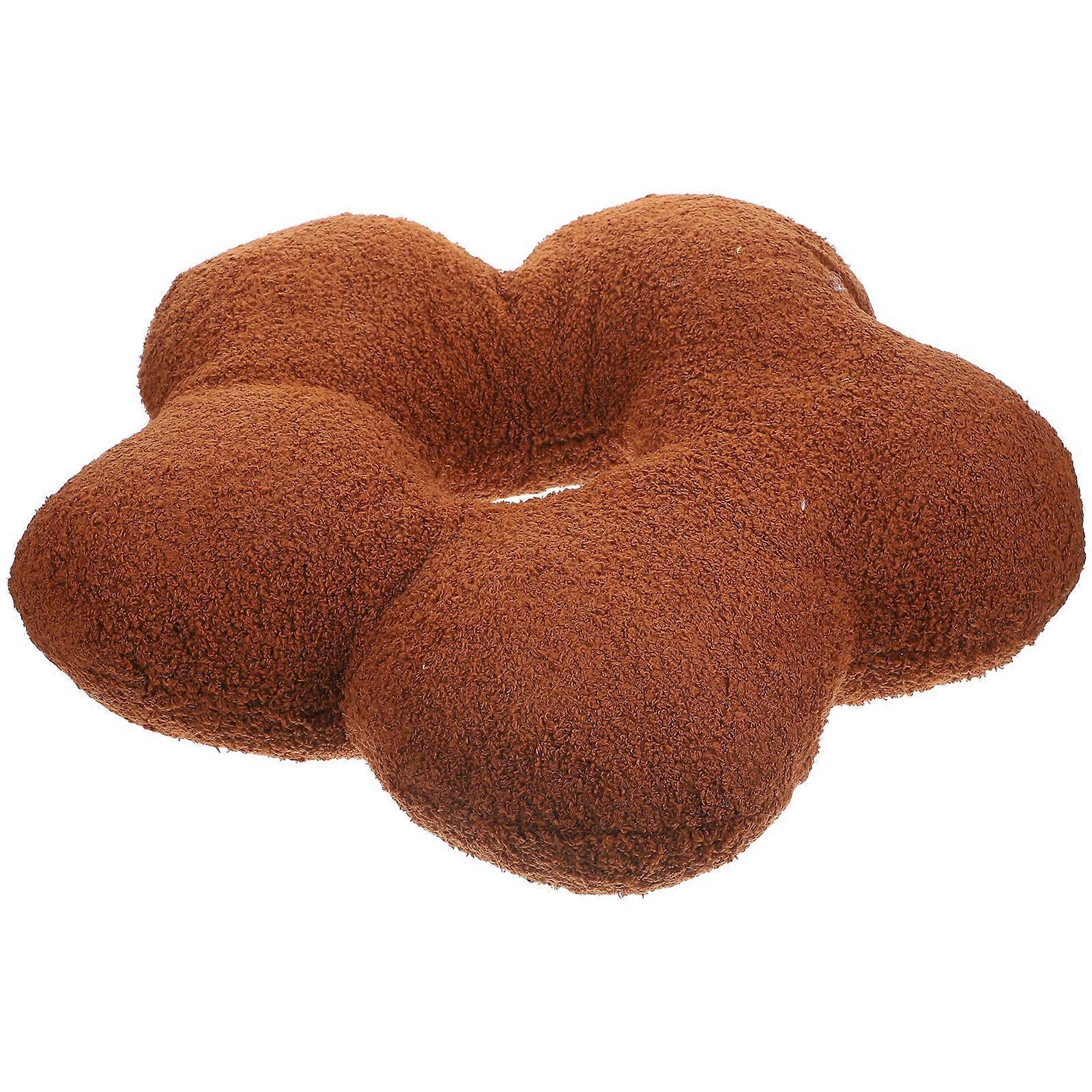 Flower Shaped Throw Pillow Cushion For Home Decor Coffee Color 40x40x5CM Soft Material 1Pcs