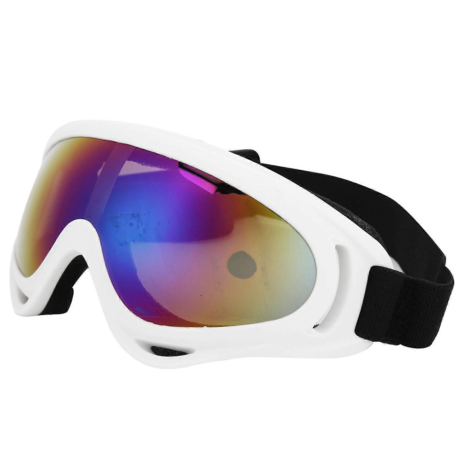 PC Windproof Motorcycle Goggles Motorcycle Unisex Outdoor Sports Cycling Goggles for Adults ChildrenWhite Frame Color Lens