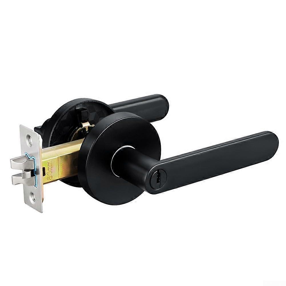 Zinc alloy interior door handle lock, threerod ball lock for bedrooms and bathrooms, quiet unlocking mechanism for enhanced security (Black).