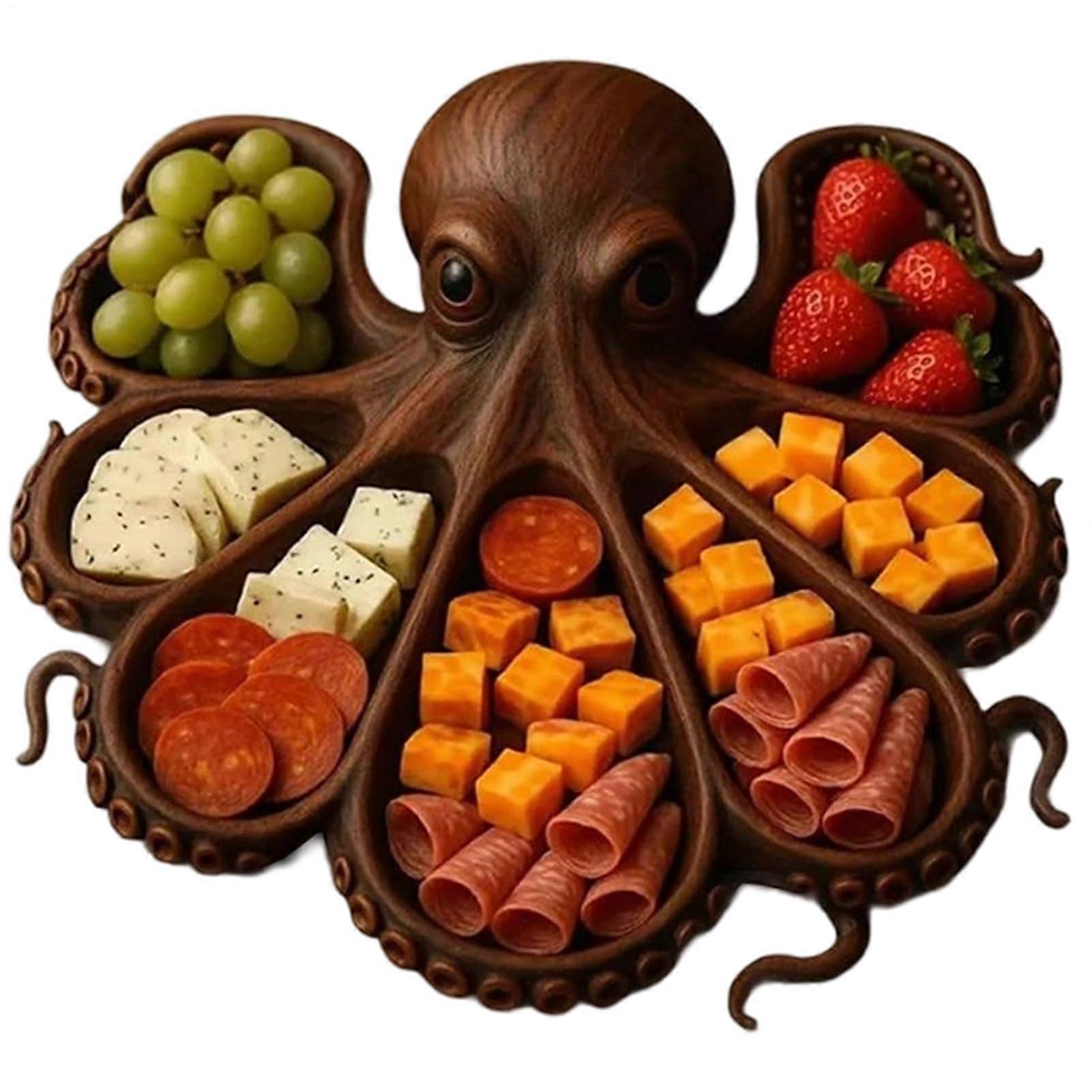 Octopus Charcuterie Platter Reusable Serving Platter Meat And Cheese Picnic Fruit Plate Kitchen Decor Seafood Lovers