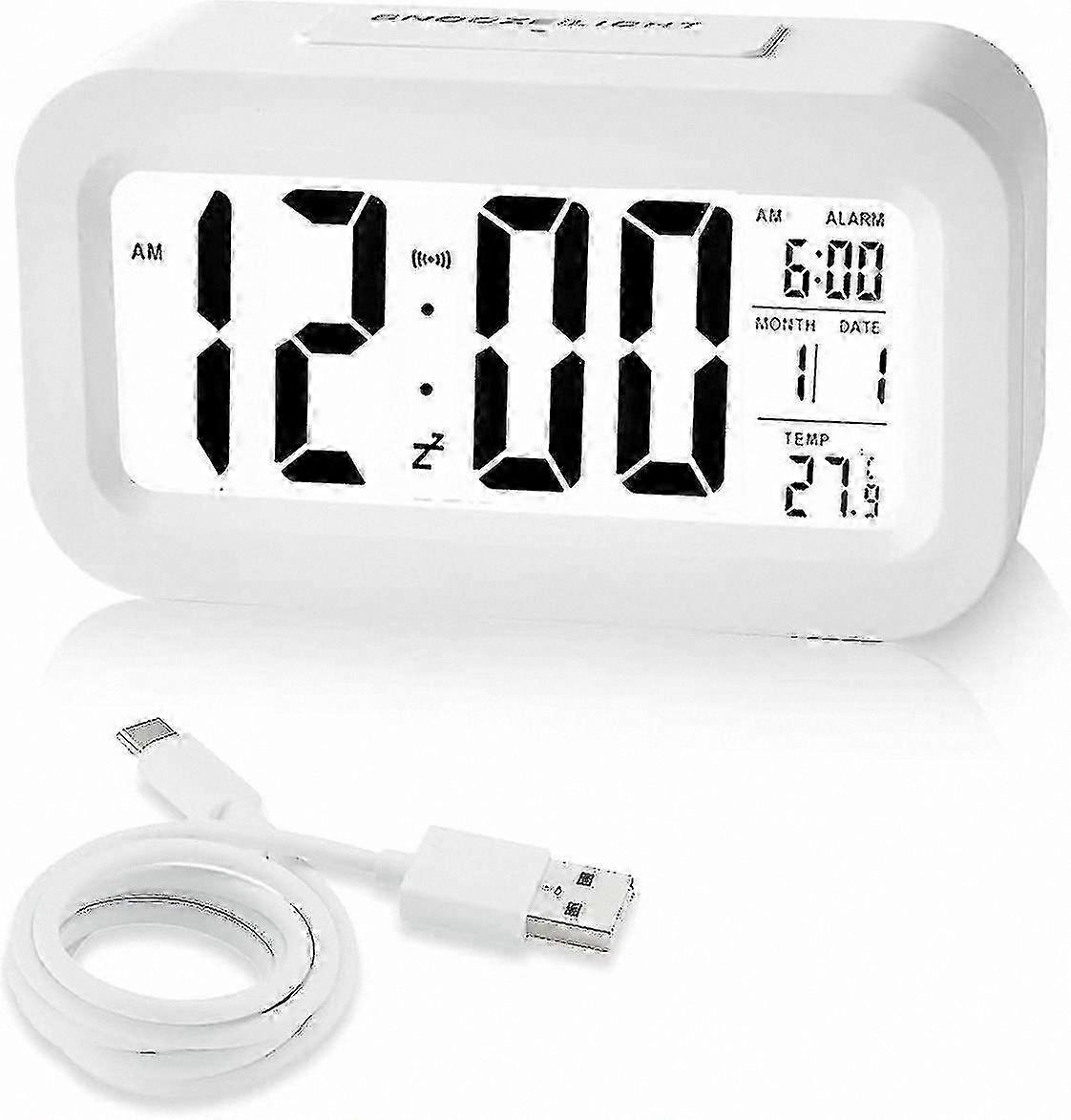 Digital Alarm Clock with Adjustable Brightness, Temperature Display, and Snooze Function, 12/24 Hour Format, Mains Powered