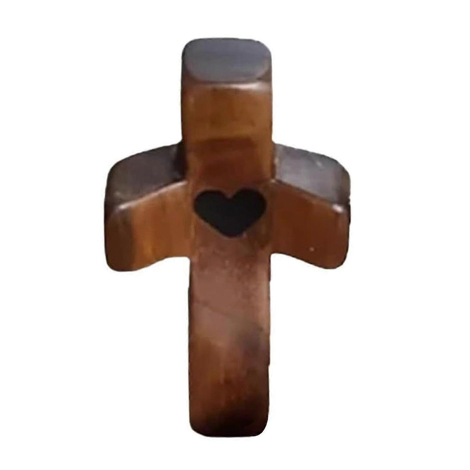 Olive Wood Cross with Smooth Texture: Pocket-sized Spiritual Companion for Stress Relief, Carrying the Meaning of "Cross My Heart