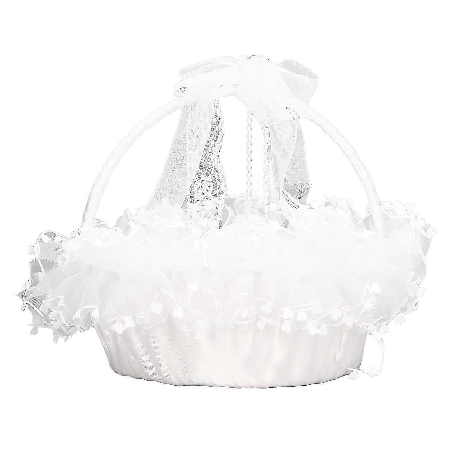 Elegant Foldable Lace Flower Basket for Wedding Decor