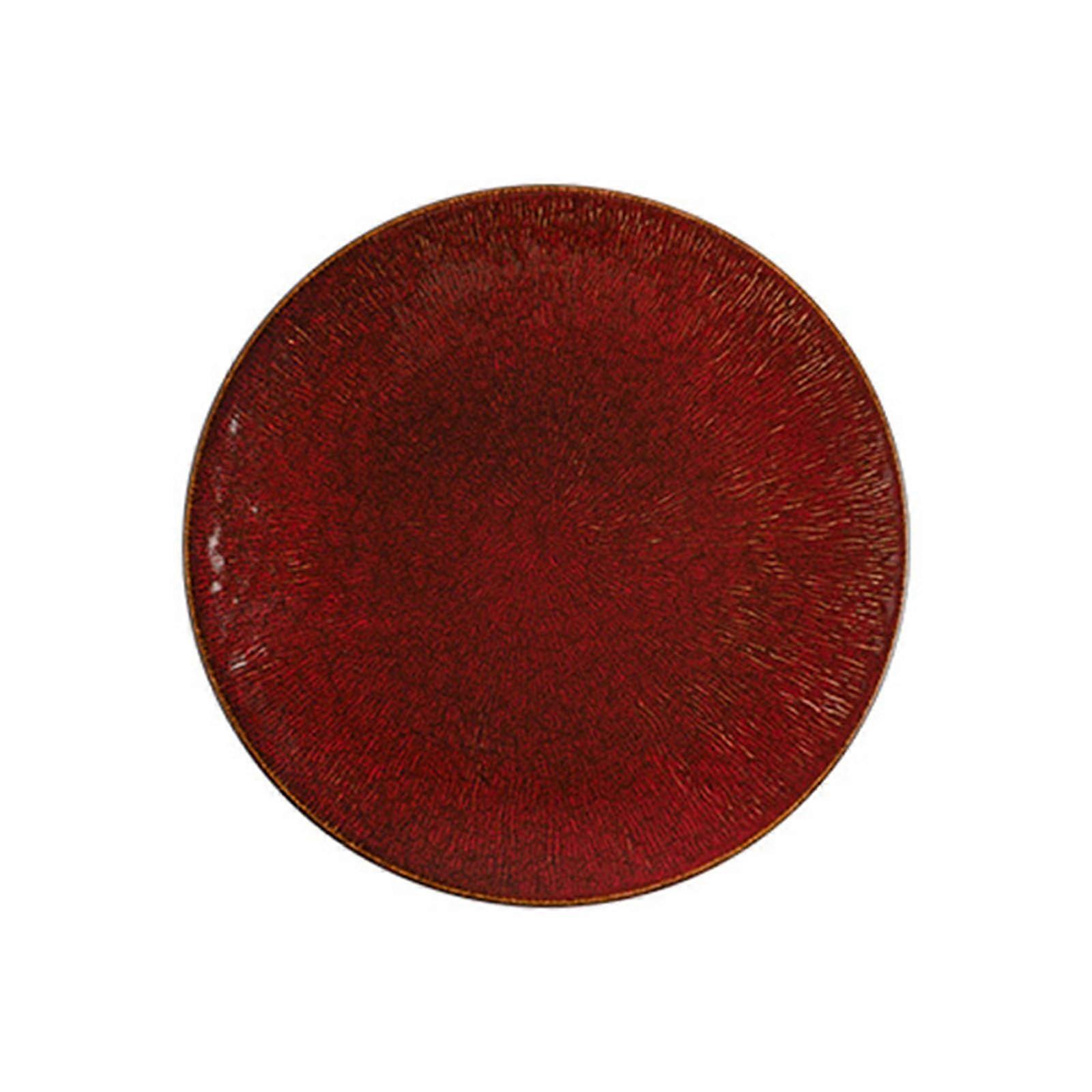 Modern Red Round Ceramic Appetizer Plates, Smooth Glazed, Wedding Party(21*21*1.7CM)
