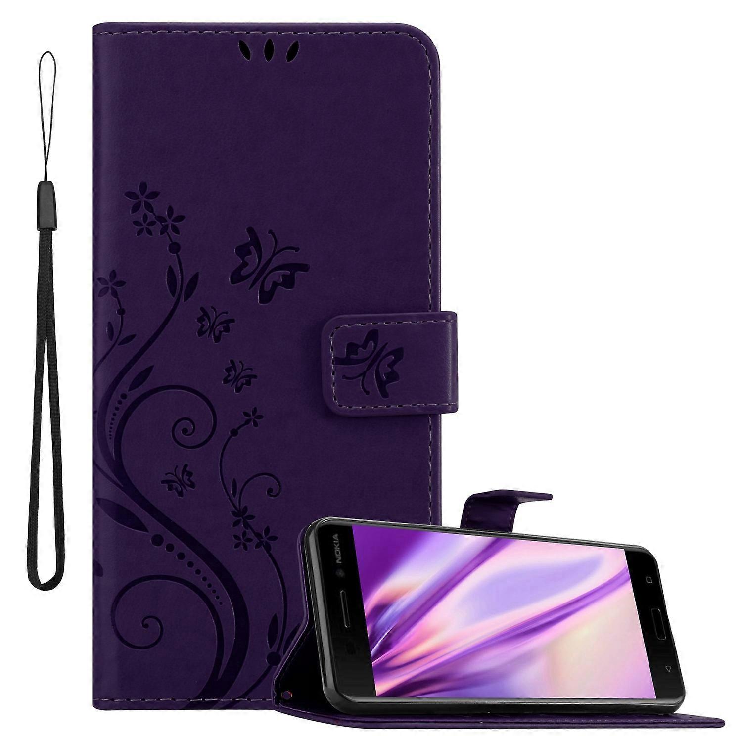 Nokia 6.1 Protective Case - with Floral Pattern and Card Slot