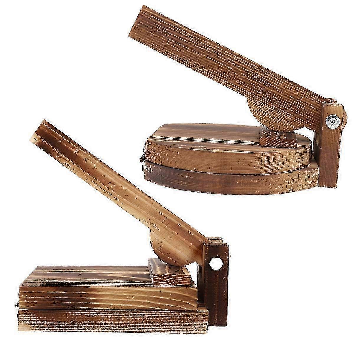 2-Piece Wooden Dumpling Press Tool for Making Pastry and Dough, Size 16.5x15x6.5cm