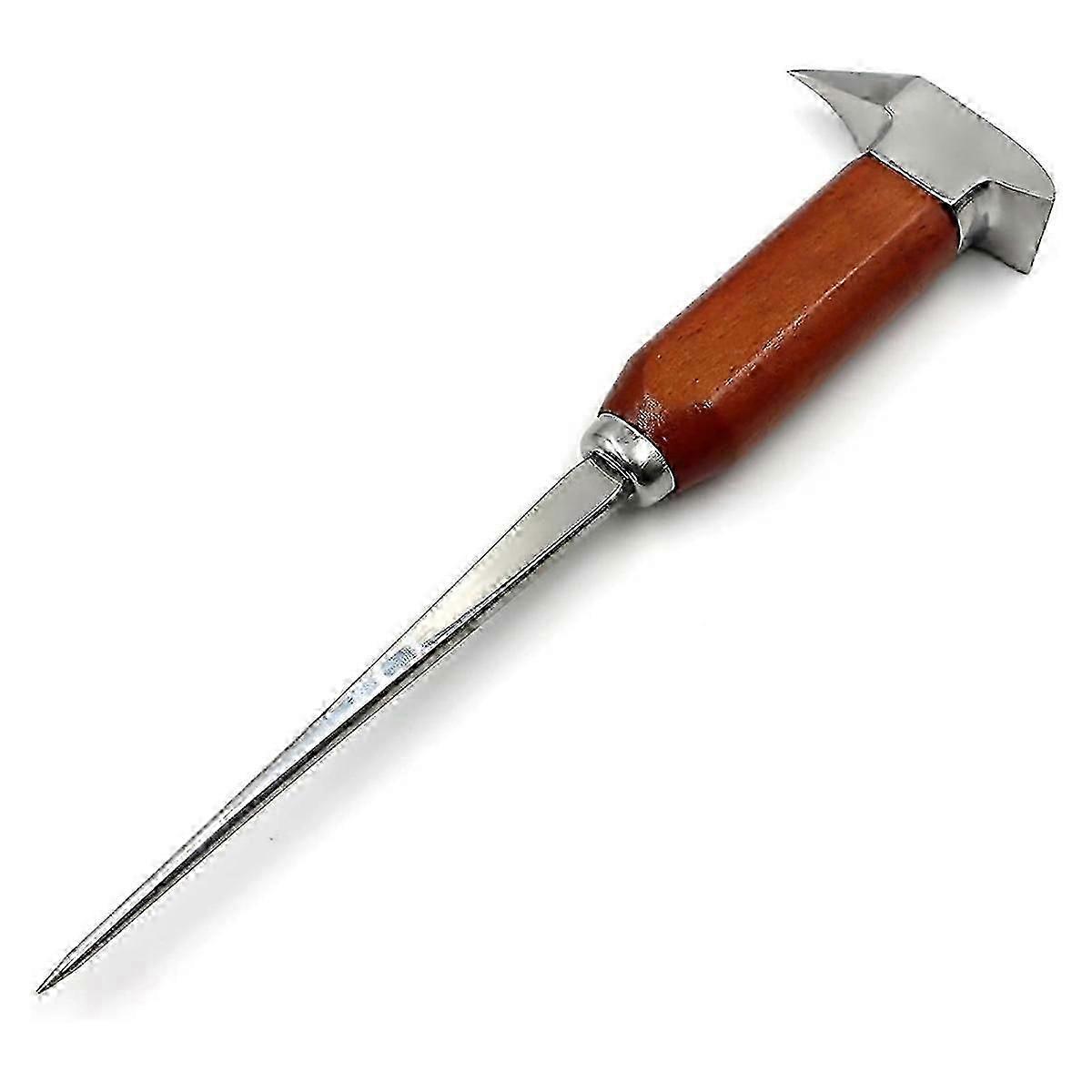 Traditional Wood-Handle Ice Pick for Breaking Ice - Stainless Steel Bar Tool for Home Use