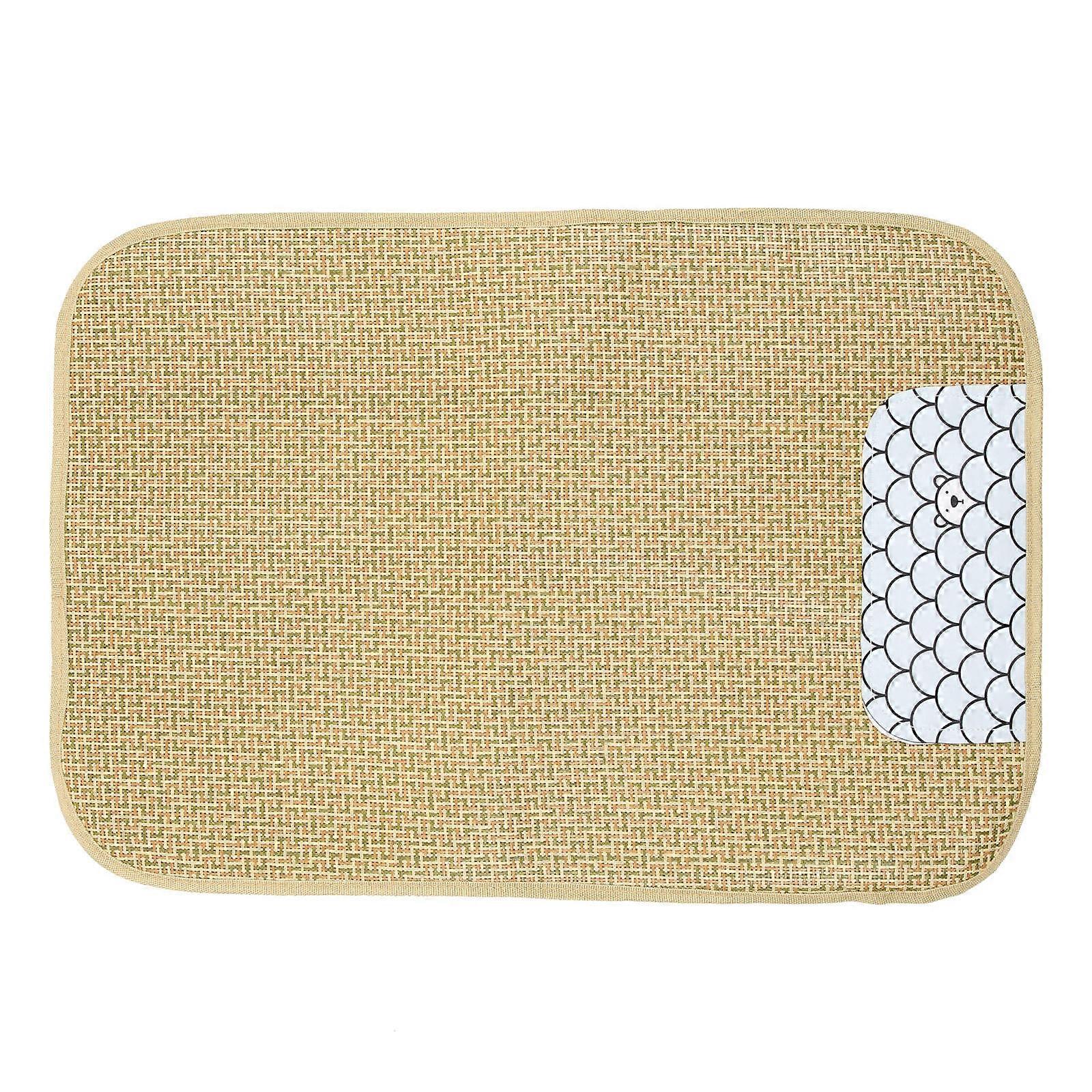 Cooling Rest Mat Light Brown Rattan Material Pet Cushion for Indoor Sleeping and Resting 1Pcs