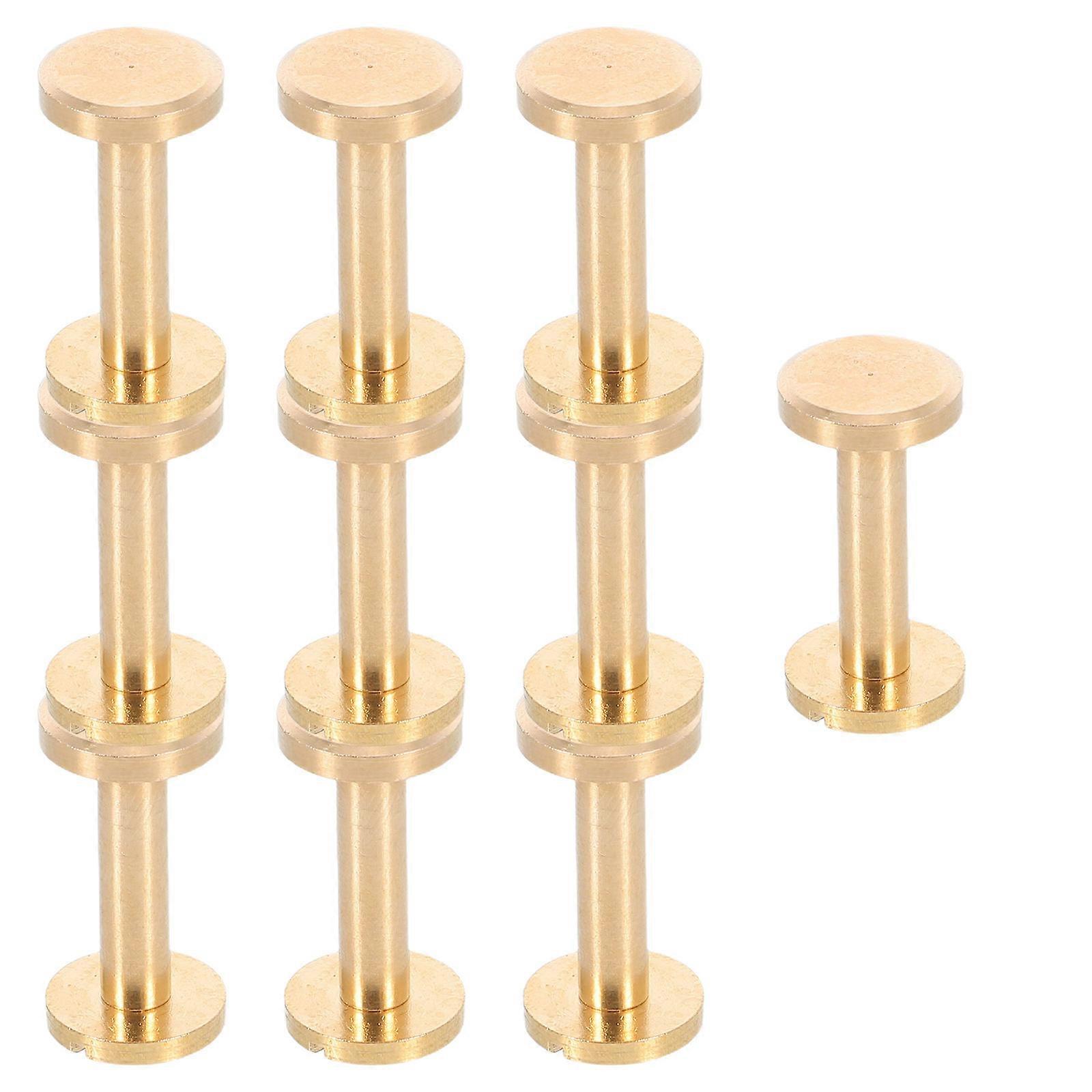 Golden Rivet Buckle Binding Screws for DIY Crafts 10Sets Flat Head Studs