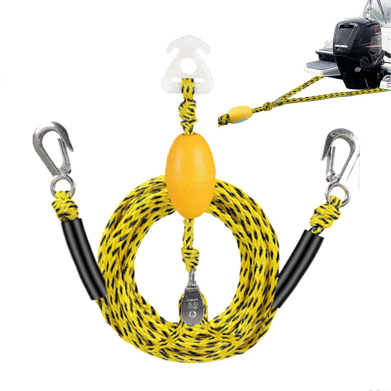 Water Ski Towing Harness Heavy-Duty Quick-Connector Tow Rope 4-Driver Towed Tube Harness Skiing Kayaking Yellow