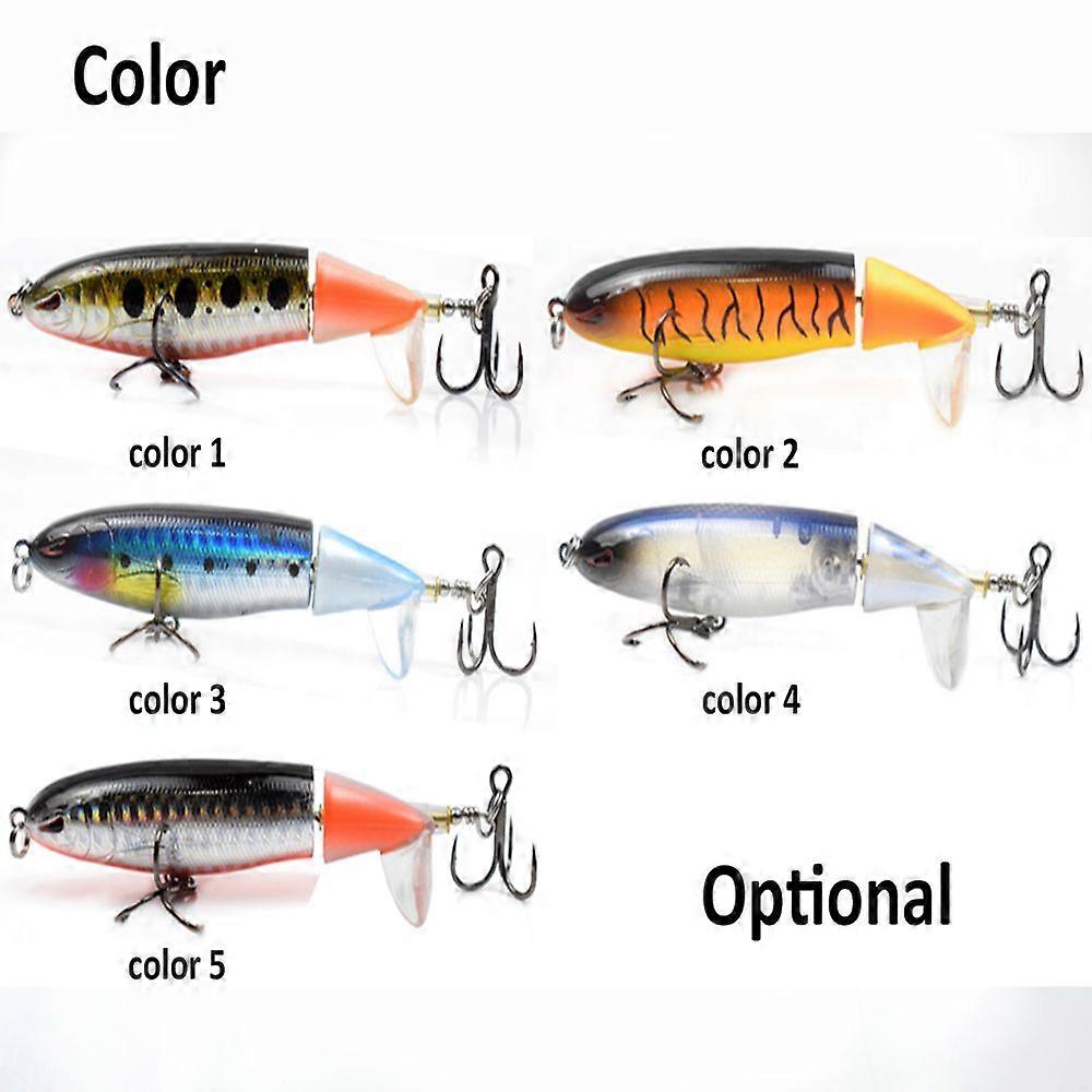 Topwater Popper Bionic Propeller Tractor Hard Bait Fishing Lure Rotation Tail Fishing Lure Bait Floating 2 Segment Fishing Bass Lure Artificial Bait L
