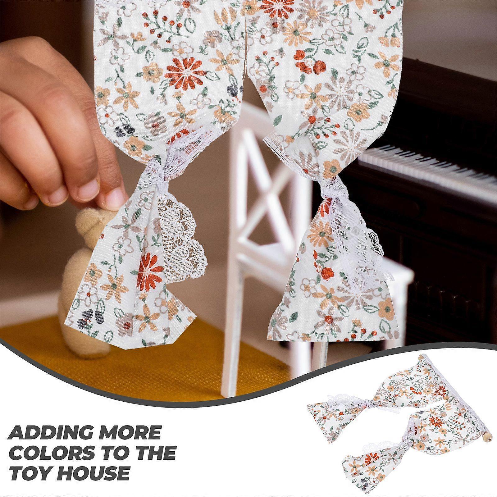 Mini Curtain Miniature House Flower Window Curtain Tiny House Window Accessory