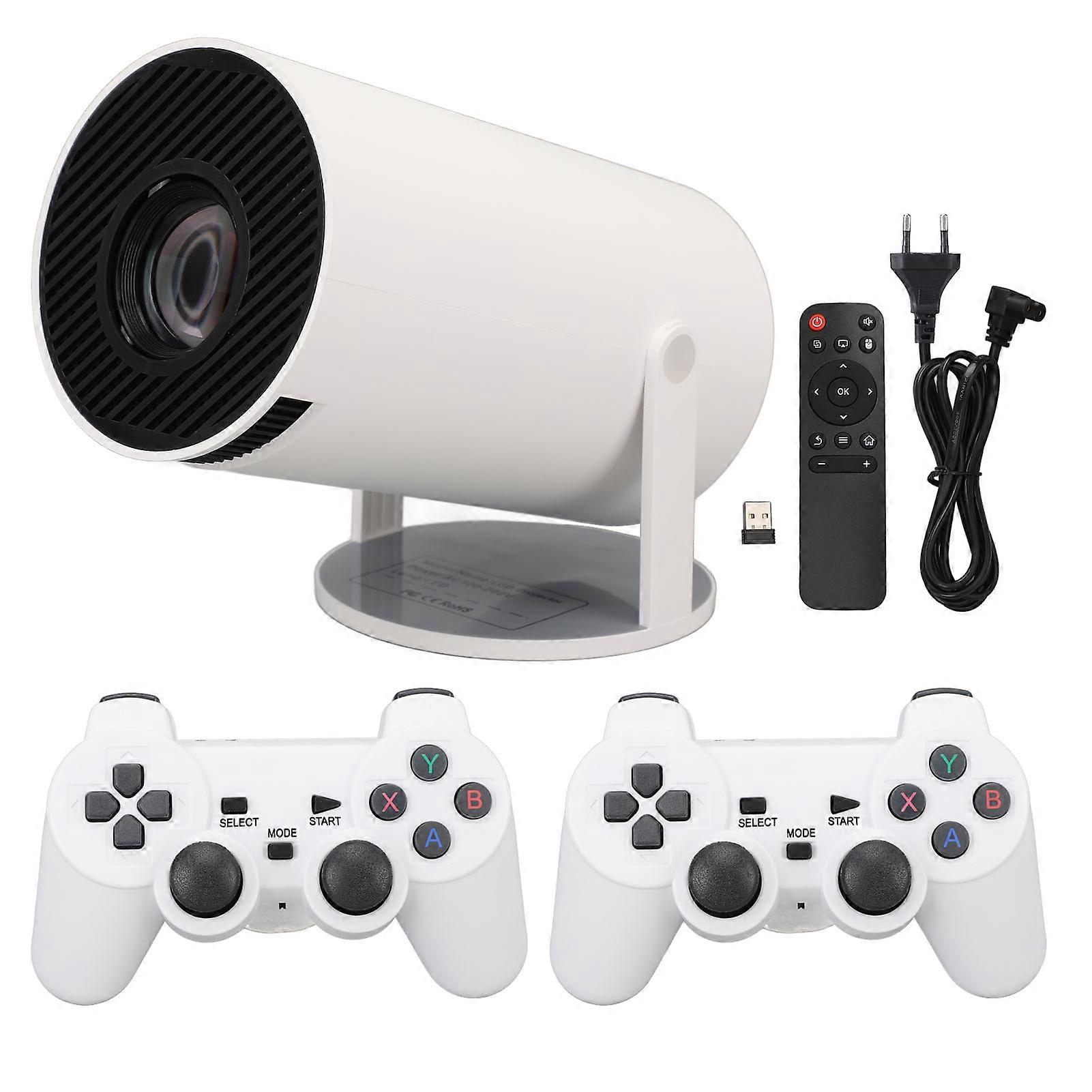 4K Portable Projector for Android 13 with 5G Wireless, 2 Gamepads, Trapezoid Correction