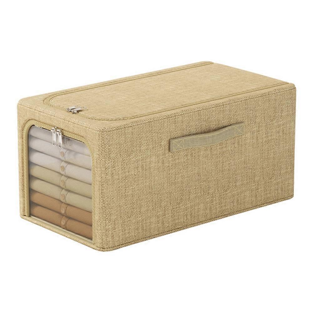 56L Portable Folding Storage Box Cotton Linen Clothes Organizer for Closet Wardrobe Toy Storage Bin 