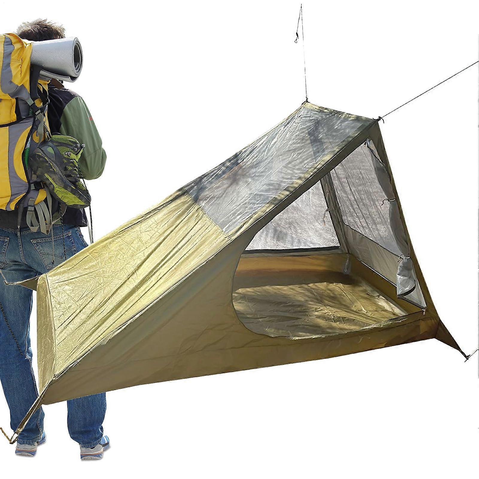 1 Person Backpacking Tent - Lightweight Quick Setup Camping Tent with Mesh Ventilation for Hiking, Fishing, and Picnics