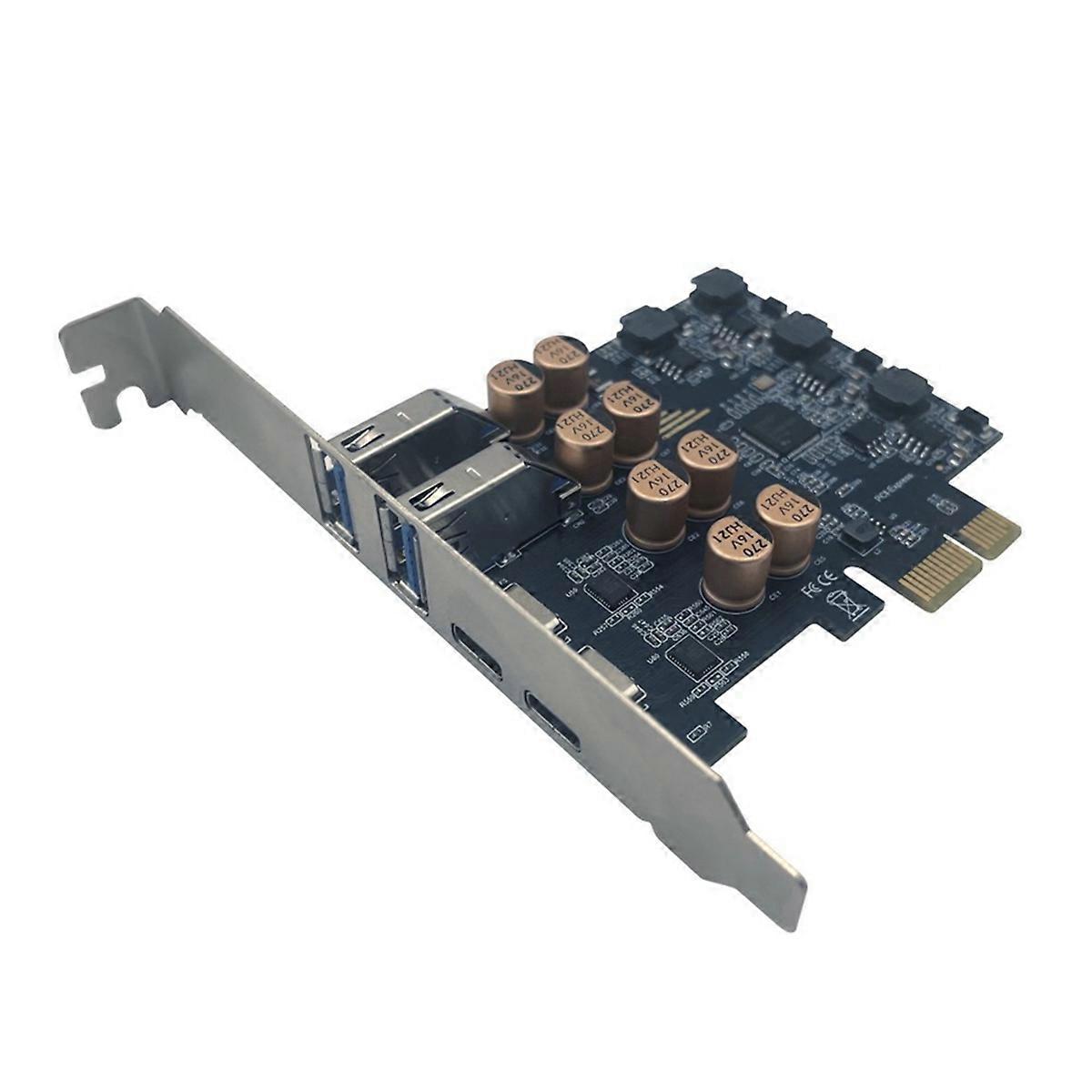 PCIE to USB 3.2 Gen1 5Gbps Expansion Card PCI-E X1 to 2 Port USB-A + 2 Port Type C Extend Adapter USB HUB Converter