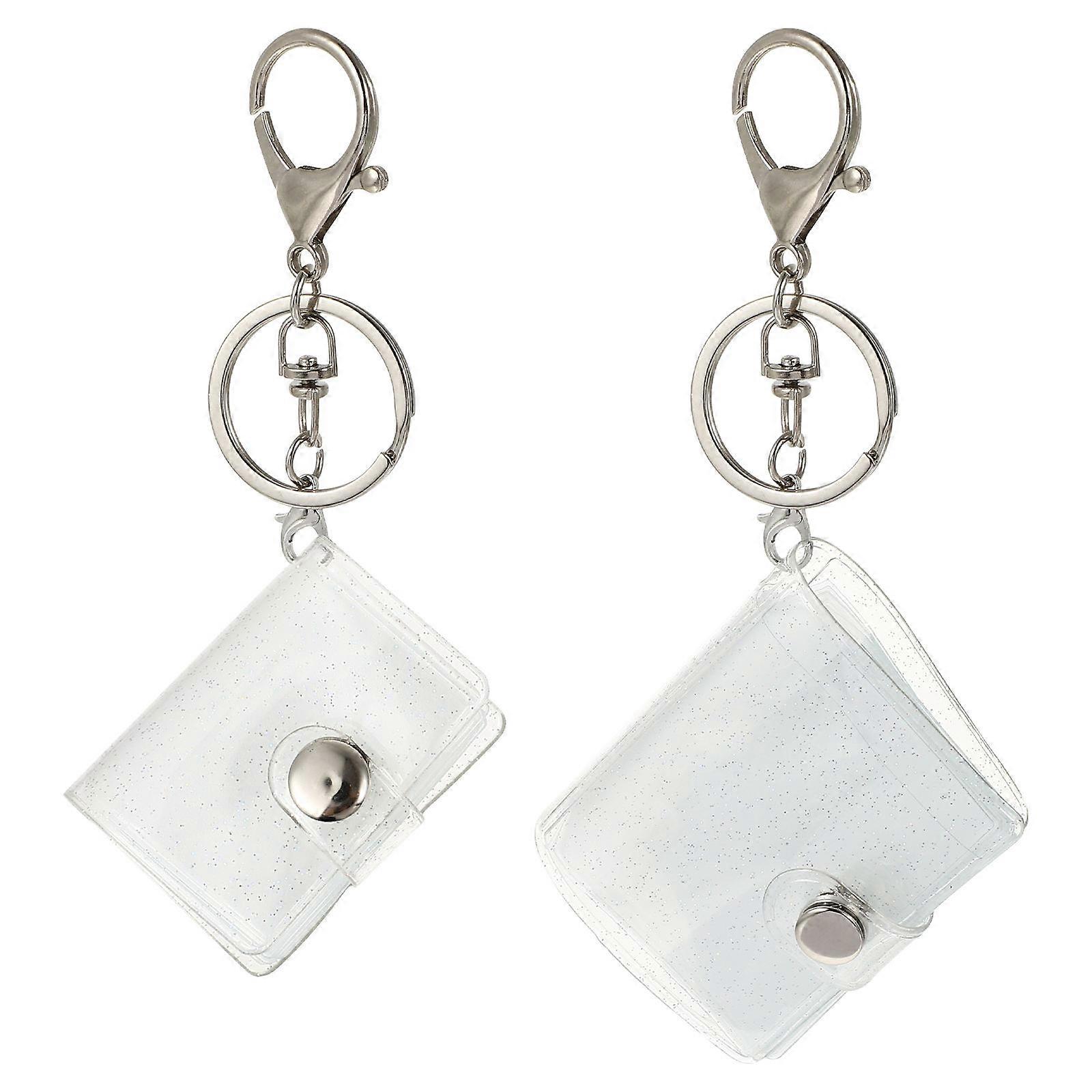 Mini Photo Album Keychain for Storage Use 2Pcs Transparent