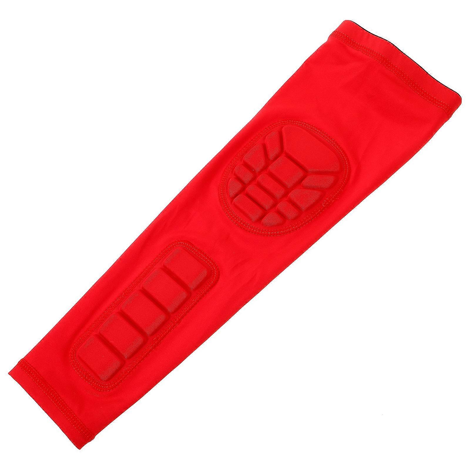 Sport Style Arm Cover with Elbow Pad for Skiing Men and Women Protection Gear Red Spandex Impact Resistance 1Set