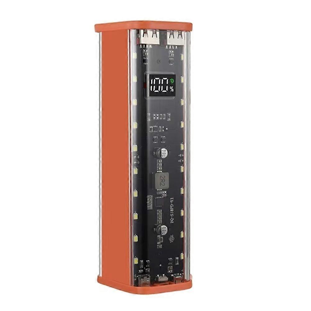 DIY Power Sources Box 18650 Battery Holder 8 Slot,with High Efficiency Charging Digital Display Screen Orange