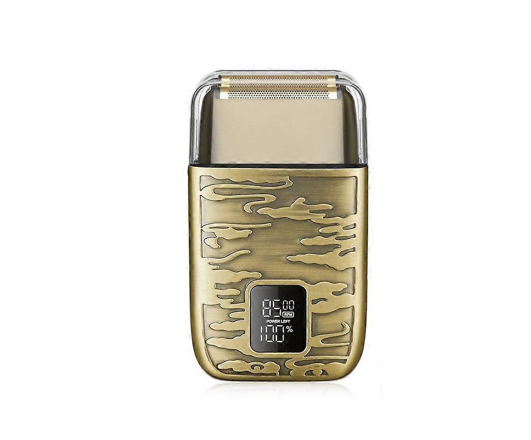 Electric shaver, 3 speeds, dual floating blades, wet and dry, LED display, USB(GOLD)