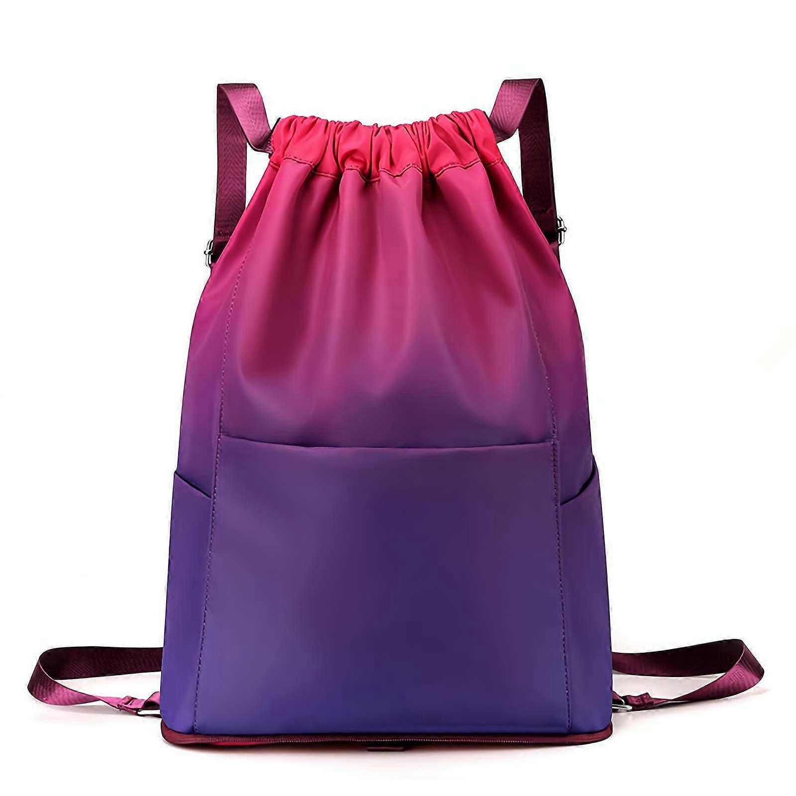 Waterproof Drawstring Bag Gym Sackpack For Men And Women Beach Backpack Red-Gradient Purple