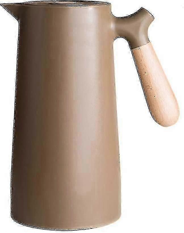 Thermos Pot Double Layer Thermal Insulation Kettle Glass Liner Coffee Pot With Wood Handle 1000ml-YUHAO