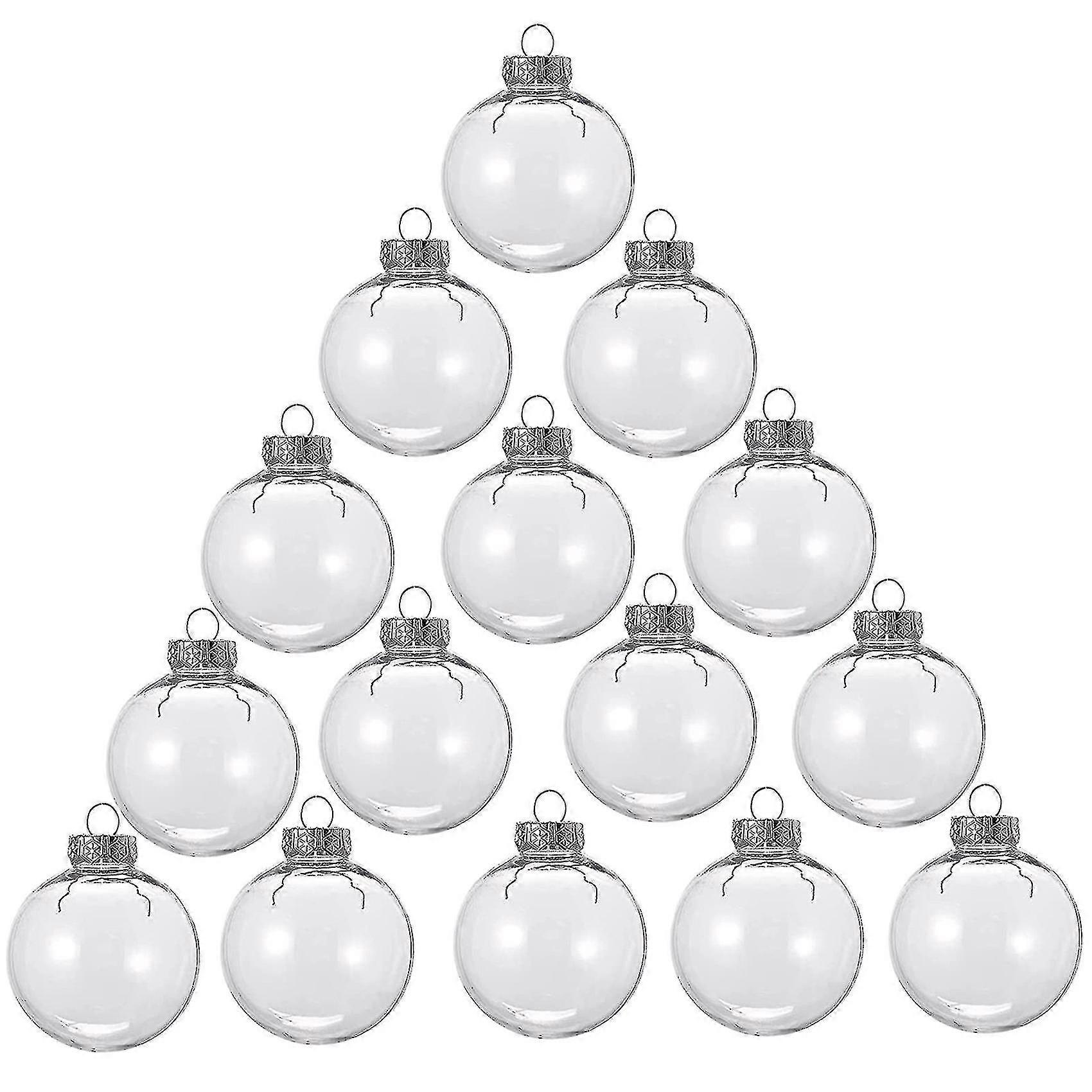 Clear Fillable Christmas Balls 15pcs Plastic Round Ornaments for DIY Tree