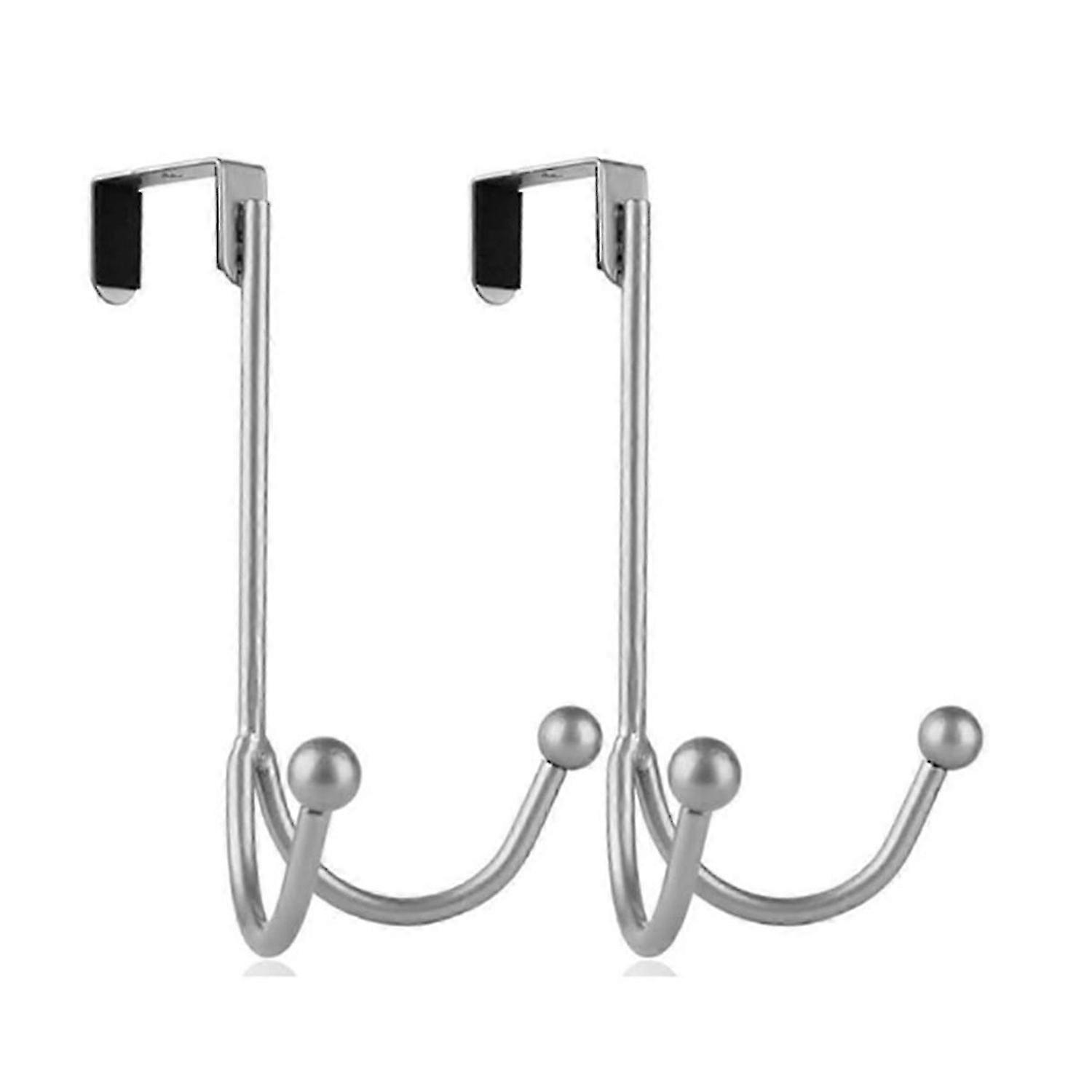 2Packs over the Door Double Hanger Hooks, Metal Twin Hooks Organizer for Hanging Coats, Hats, Robes,