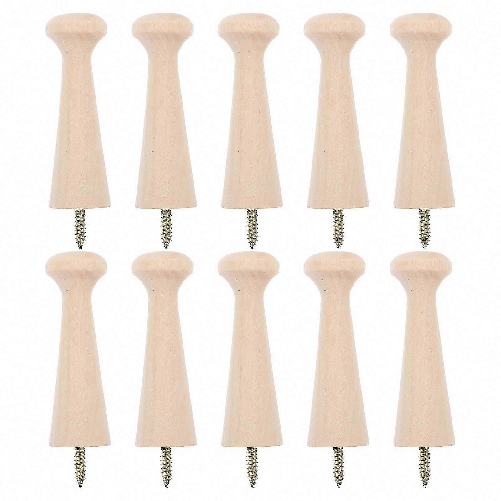 10pcs Screw In Shaker Pegs Wooden Hooks For Hanging Wall Peg Rack