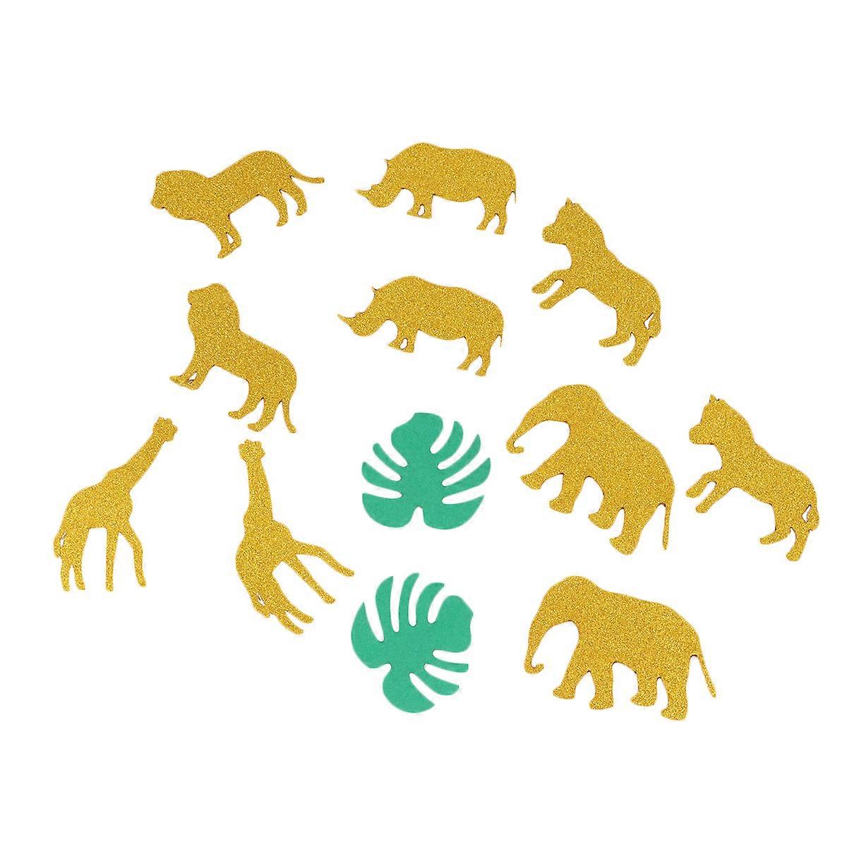Animal Table Confetti Animal and Monstera Leaf Shape for Decoration 200Pcs Set