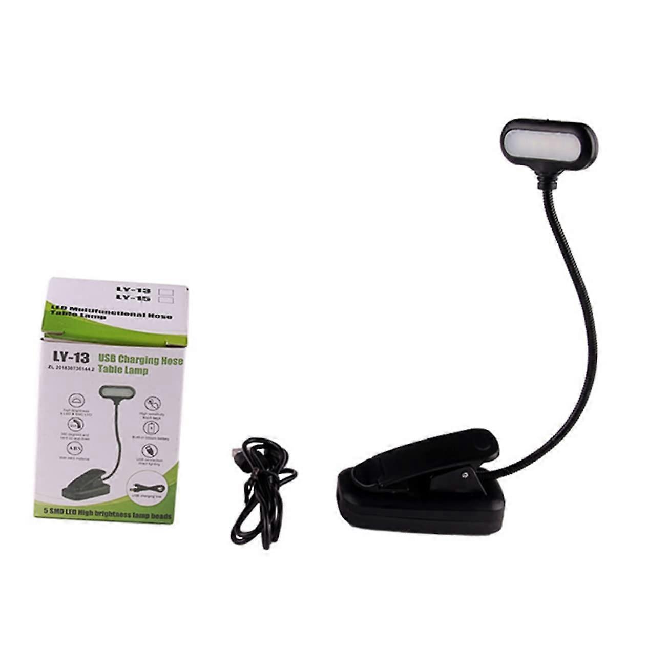 USB Rechargeable Reading Light LED ClipOn Gooseneck Book Light Portable Study Lamp