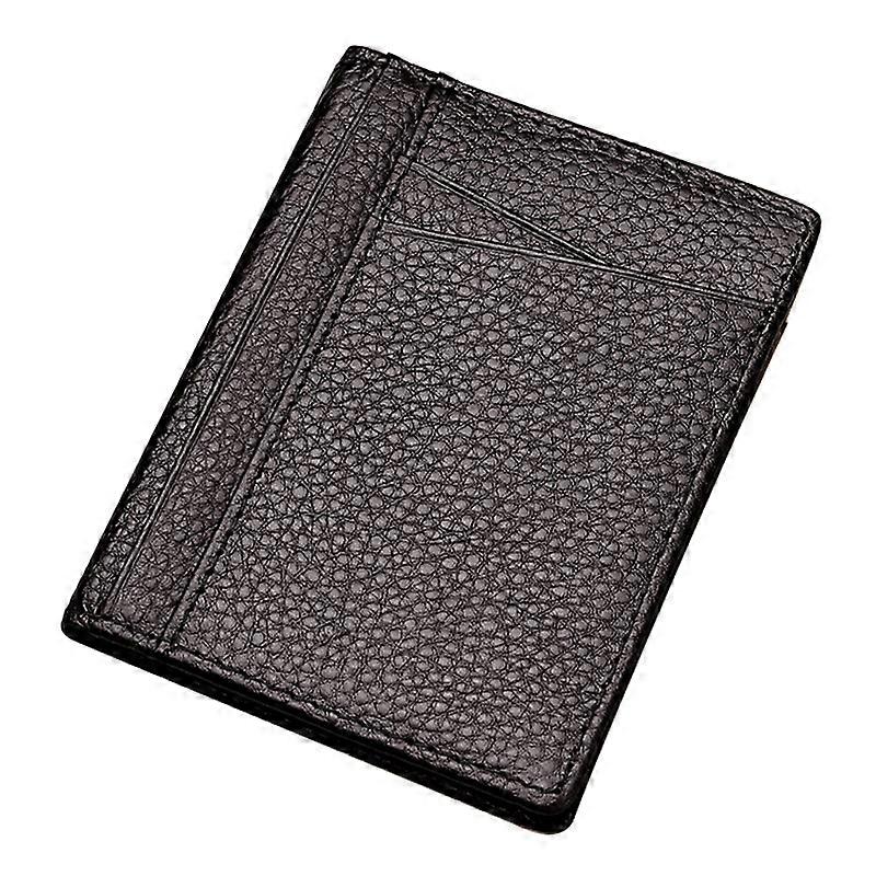 V6-J Slim Minimalist Card Case Cowhide Leather Passcase RFID Blocking Bifold Design Card Holder