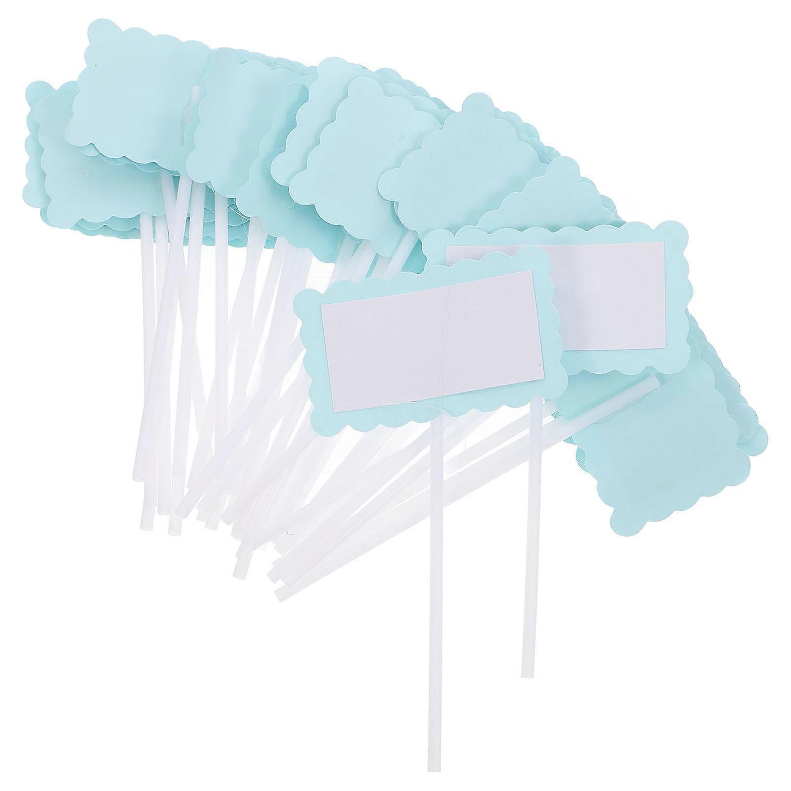 Sky-Blue Cake Toppers for Cake 50Pcs Decorative Toothpicks for Parties