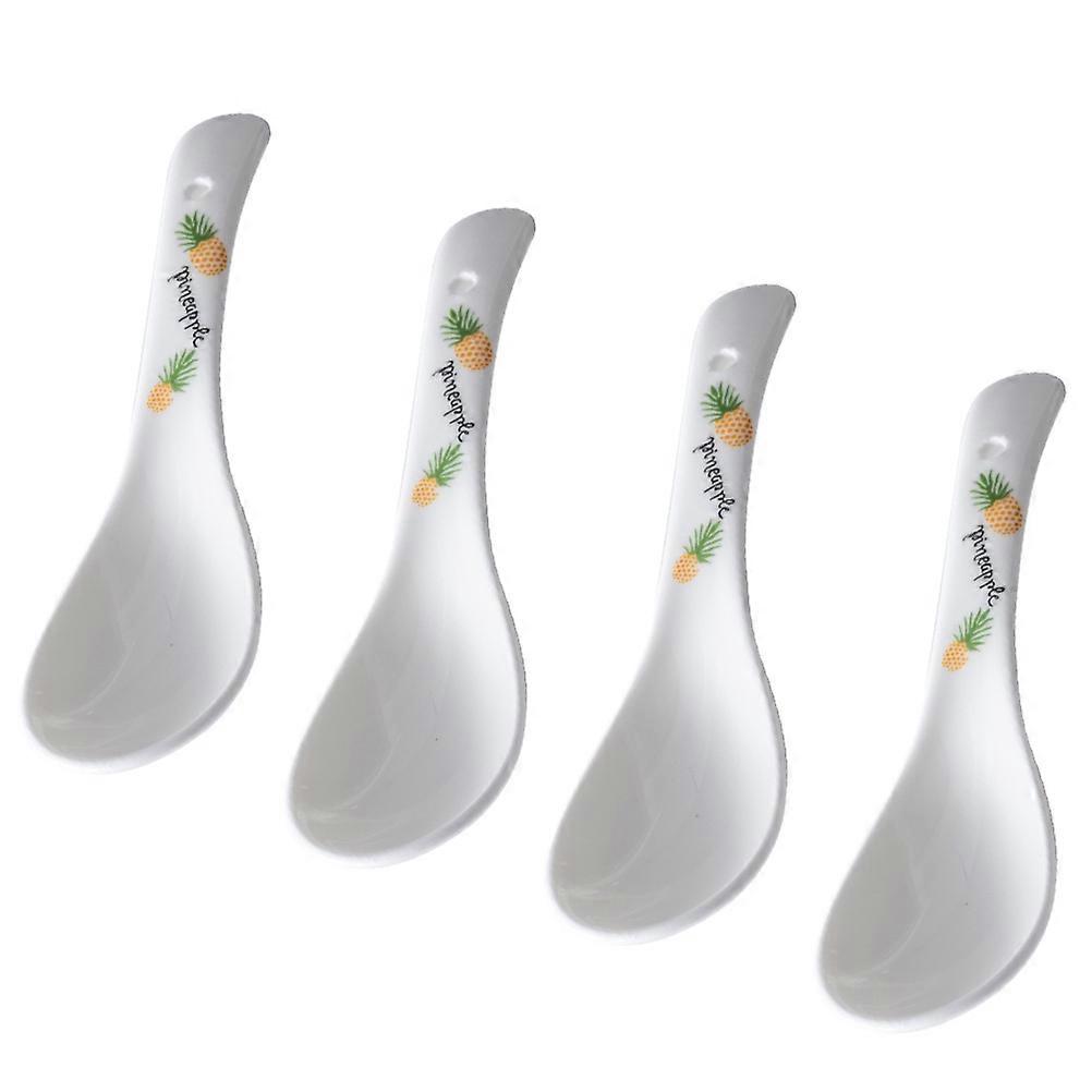 Japanese Style Ceramic Spoons 4Pcs Soup Spoon for Tableware